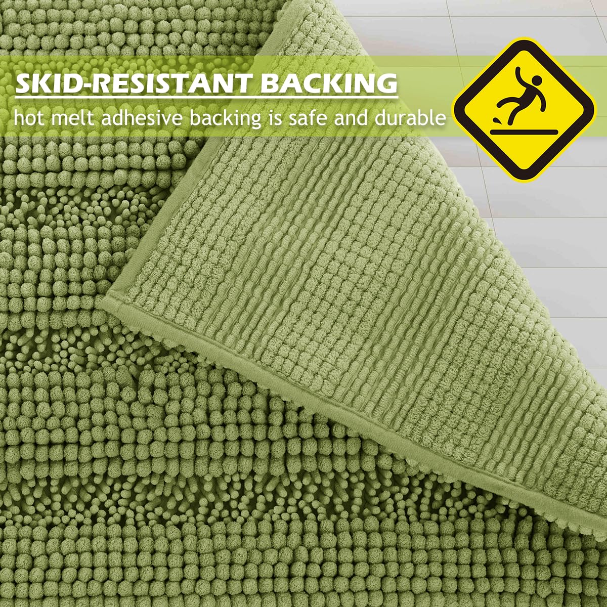 Bath Rugs - Soft Large Bathroom Rugs Floor Cover Water Absorbent Bath Mat Quick Drying Chenile Bathtub Shower Carpet For Toilet