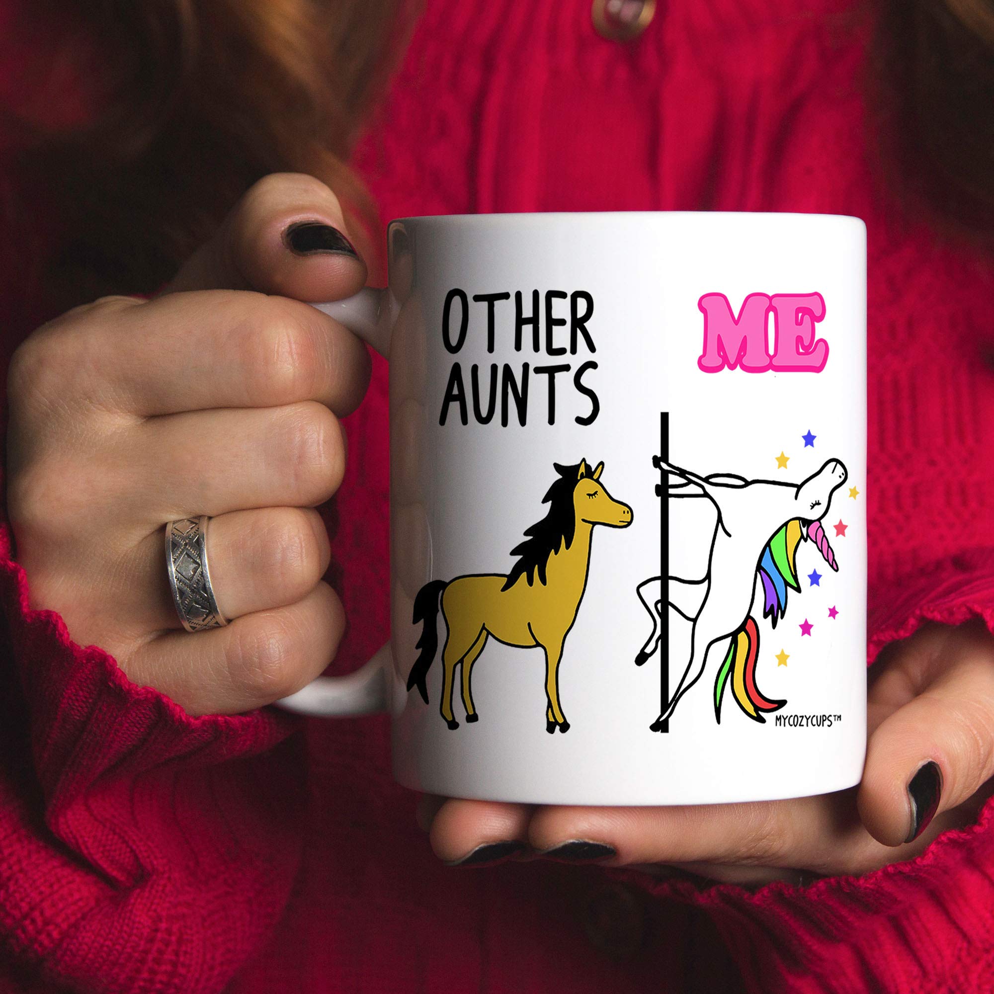 Other Aunts Me Unicorn Coffee Mug - 11oz Cup for Auntie, Sister, Favorite Aunticorn from Niece, Nephew - Birthday, Christmas, Ap