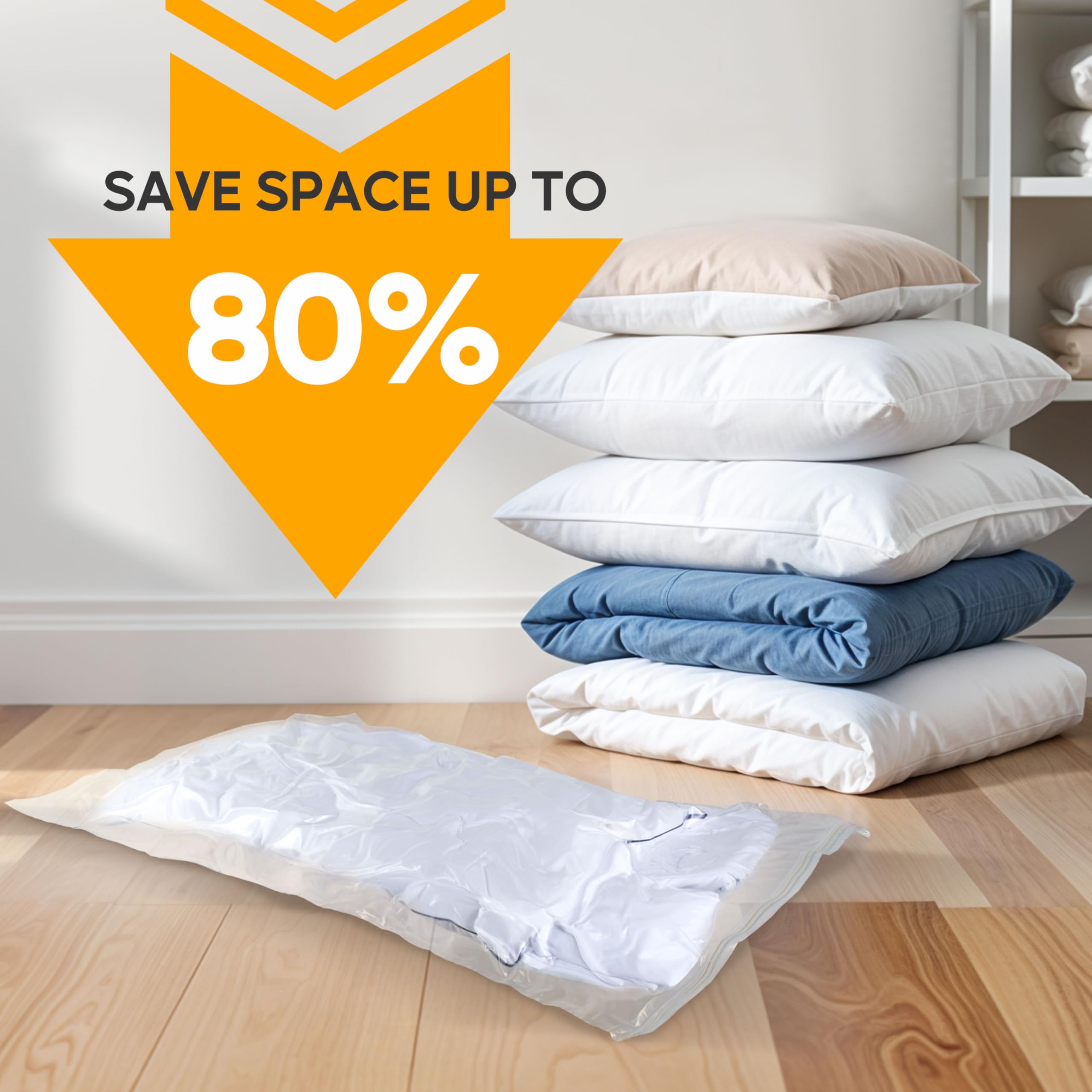 10 Jumbo Vacuum Seal Bags with Hand Pump, Vacuum Storage Bags, Space Saver Bags for Clothing, Comforters, Blankets, Bedding, Pil