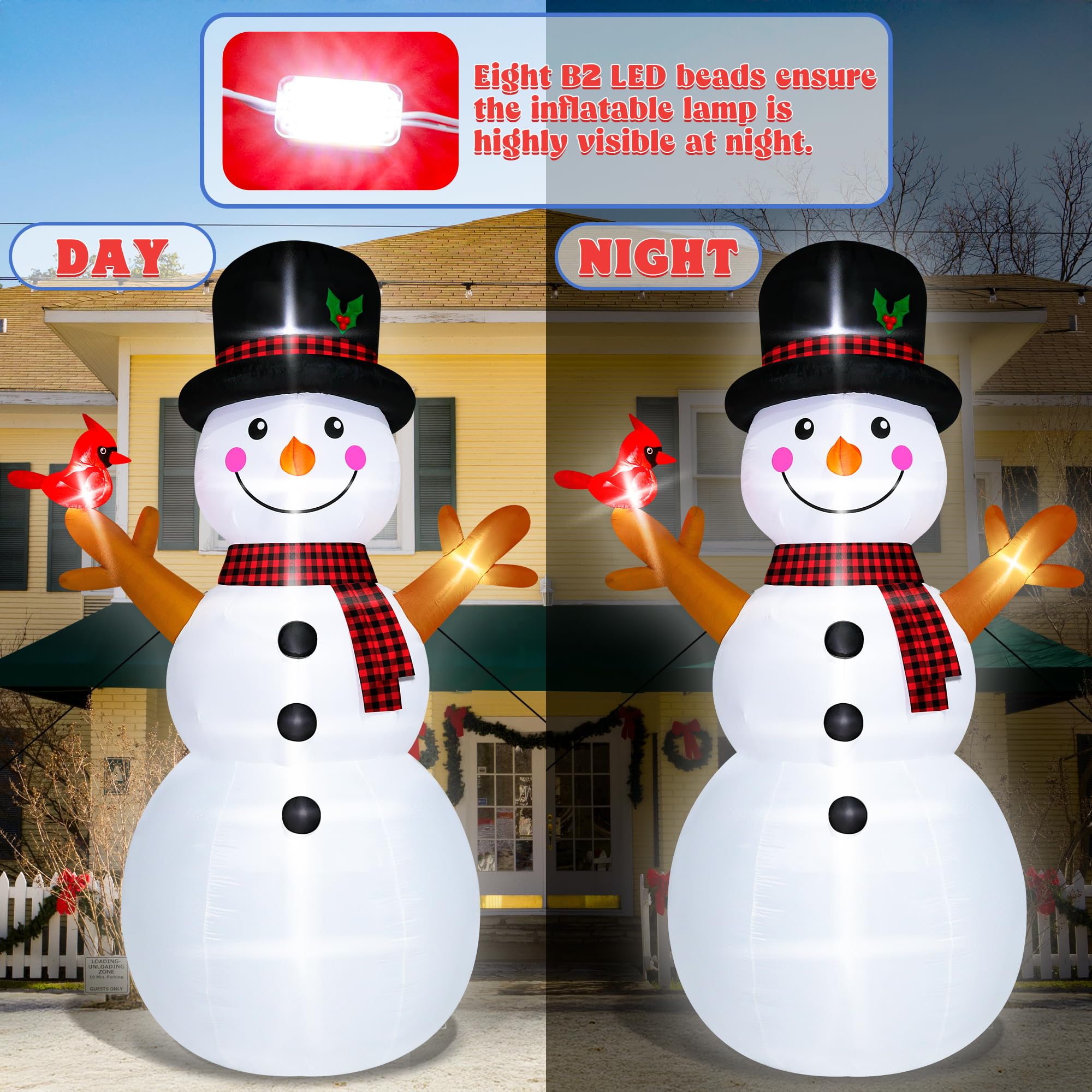 16FT Christmas Inflatable Snowman Outdoor Decorations, Giant Christmas Snowman, Holiday Blow Up Yard Decor with LED Lights, Wate