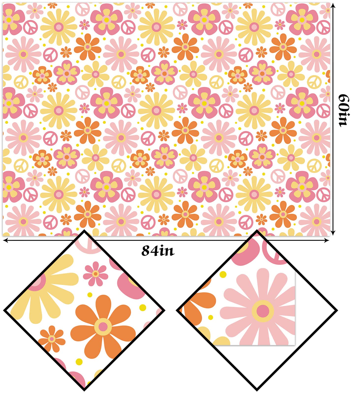 Hafangry Groovy Tablecloth Retro Hippie Boho Party Decorations Daisy Flower Party Table Cover Seasonal Country Farmhouse Rectang