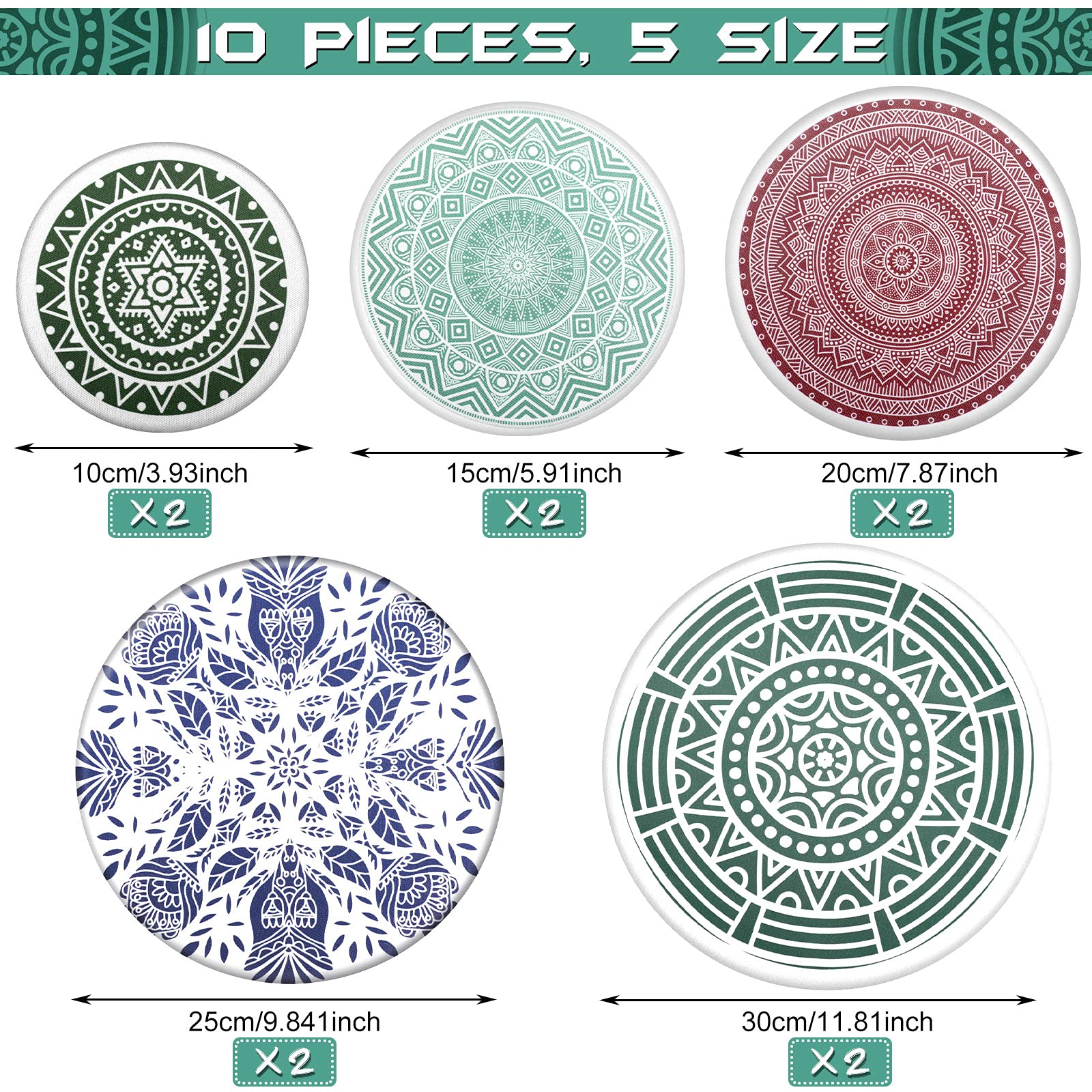 Patelai 10 Pieces Bowl Covers Reusable In 5 Size Stretch Cloth Fabric Bowl Covers Elastic Food Storage Covers Cotton Bread Bowl
