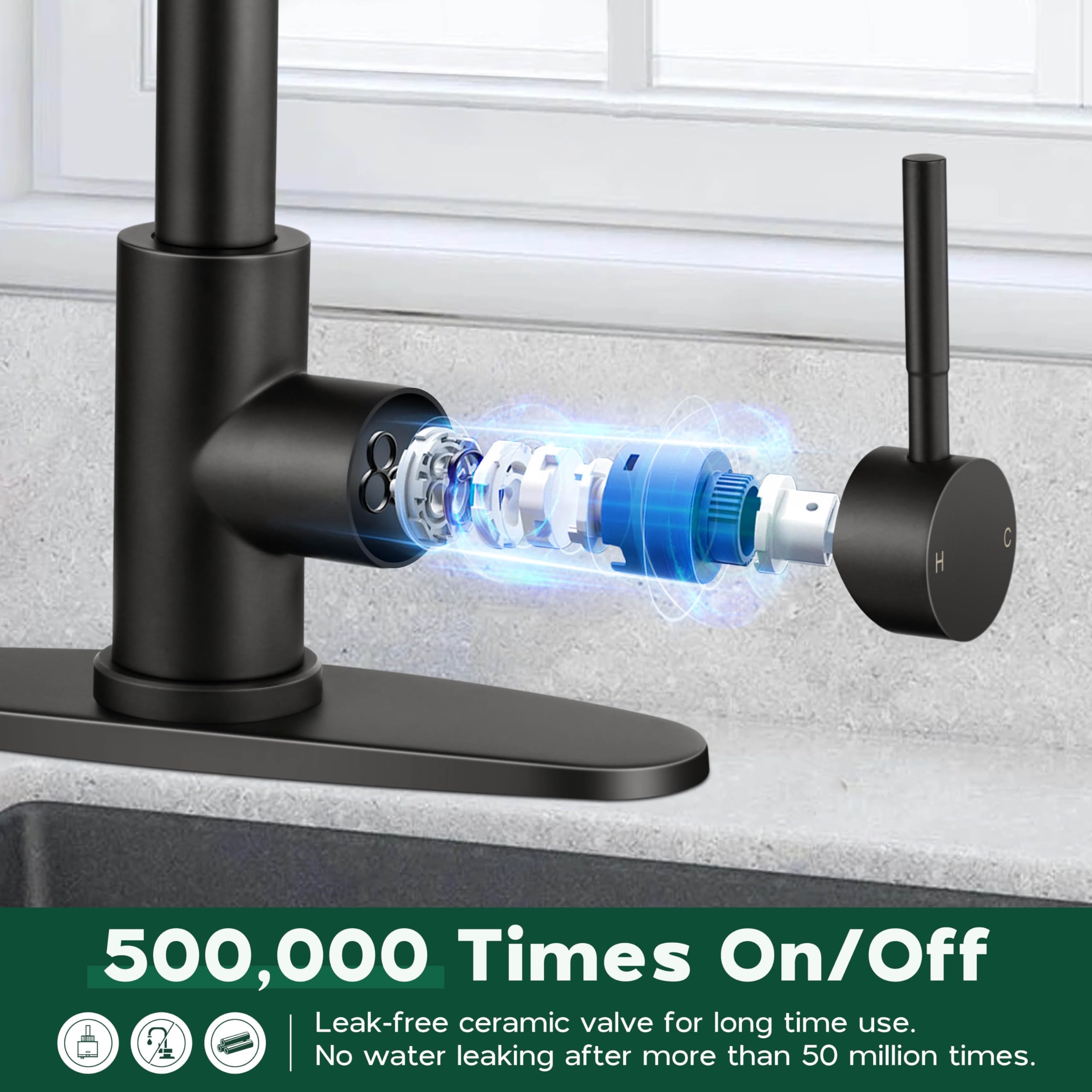 Onader Black Kitchen Faucet With Soap Dispenser Stainless Steel Single Handle Kitchen Sink Faucet With Pull Down Sprayer For Sin