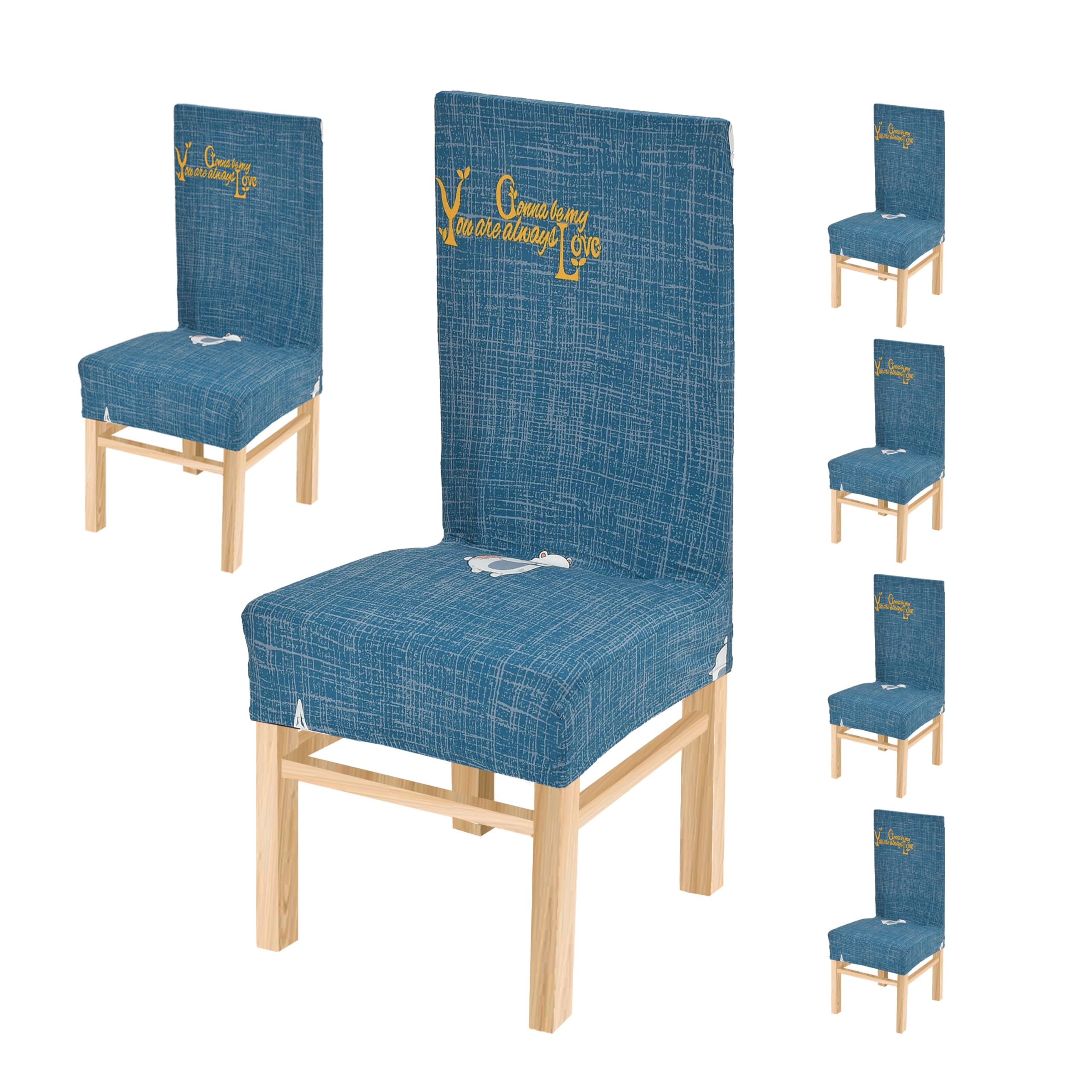 Yellow Weaves Elastic Stretchable Dining Chair Cover, Removable Washable Elastic Floral Printed Dining Chair Covers (Set Of 6, M