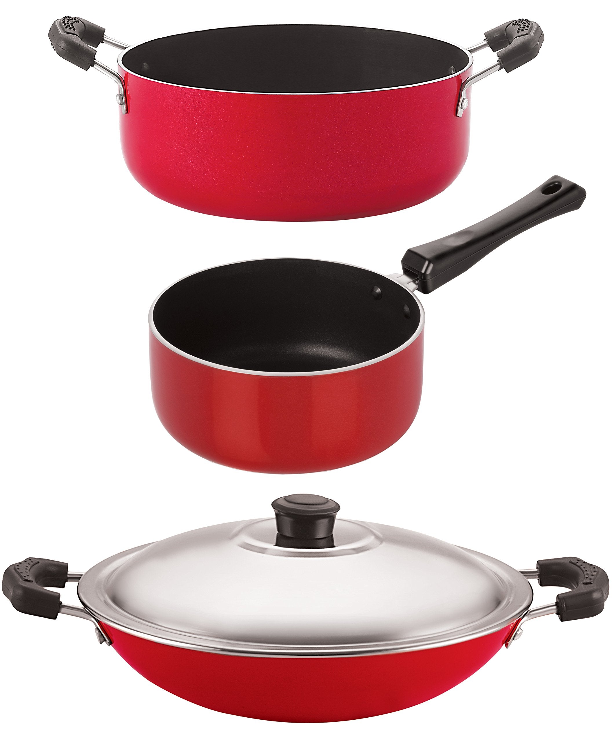 Nirlon NonStick 3 Layer Coated Chemical Free Aluminium Kitchen Cooking Essential Set