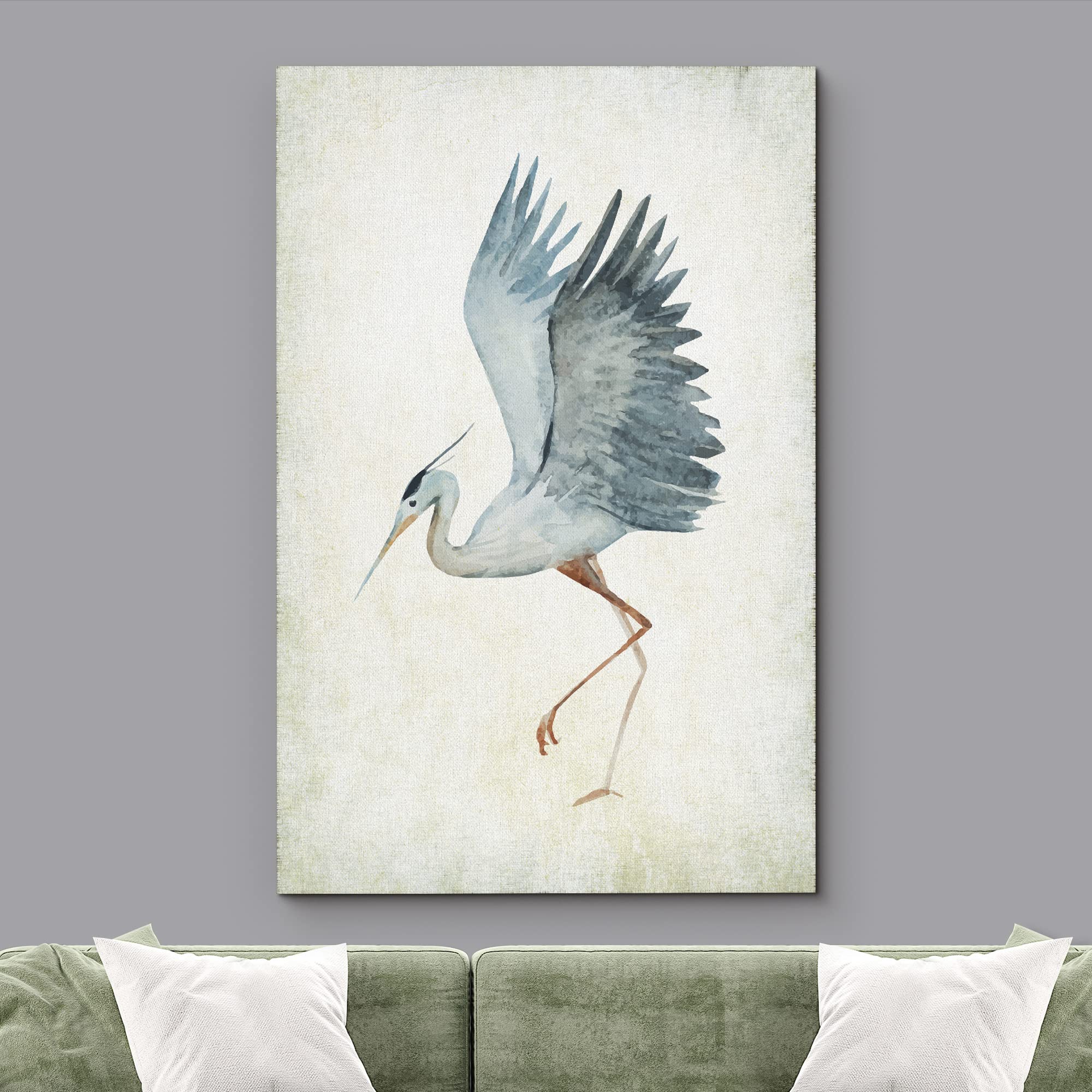 Wall26 - Canvas Wall Art - Heron Bird Spread The Wings - Wild Animal - Gallery Wrap Modern Home Art | Ready To Hang - 16X24 Inch