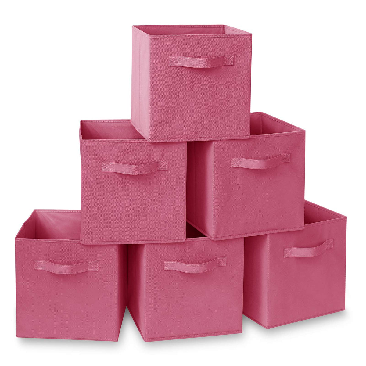 Casafield Set Of 6 Collapsible Fabric Cube Storage Bins, Hot Pink - 11'' Foldable Cloth Baskets For Shelves, Cubby Organizers &