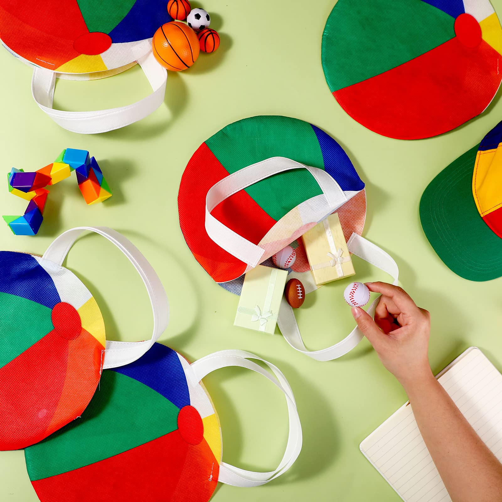 Shihanee 24 Pcs Beach Ball Party Favor Bags Pool Themed Goody Candy Bags Summer Treat Handbags Beach Non Woven Gift Handbags For