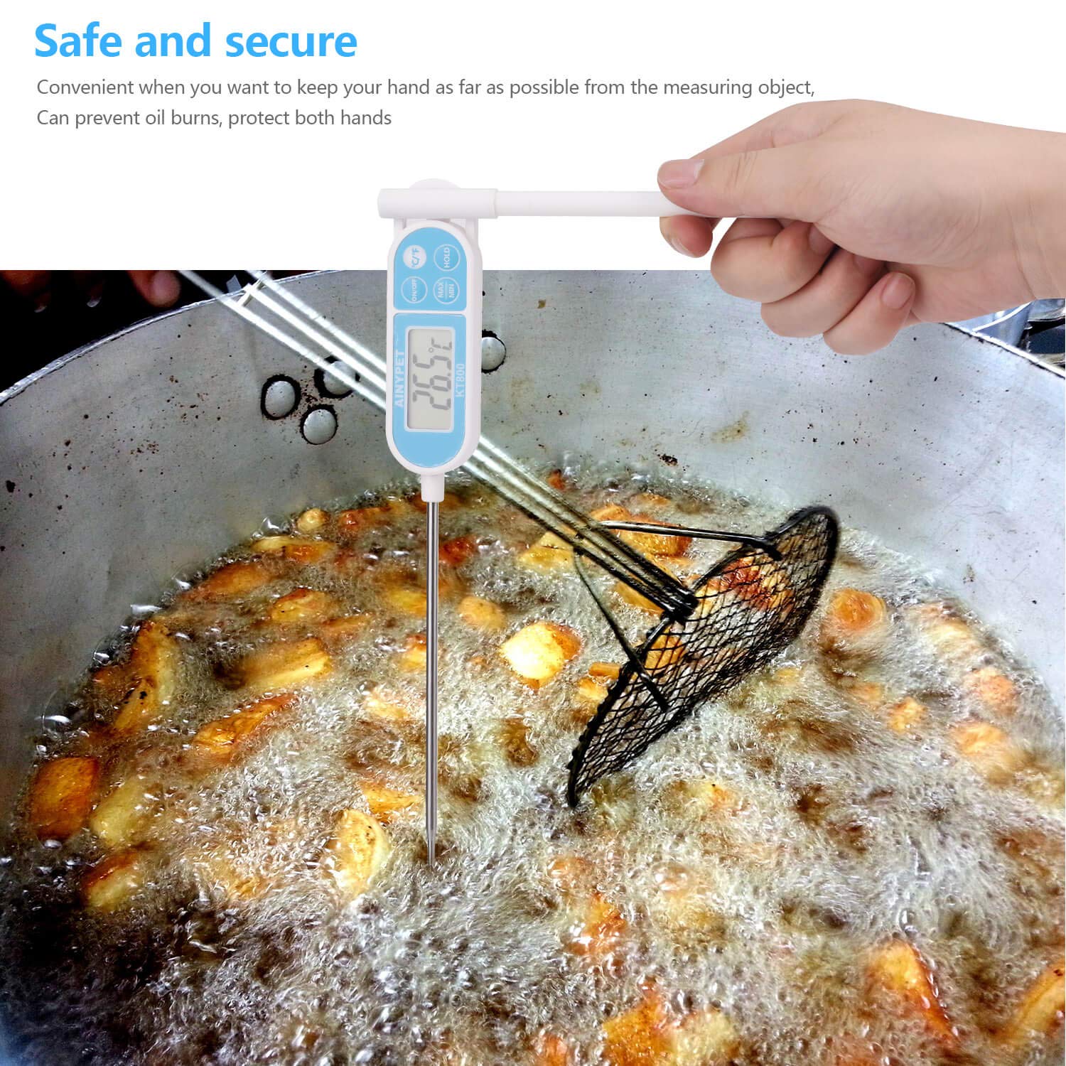Gxstwu Kt800 Ipx7 Waterproof Meat Thermometer Digital Instant Read Food Thermometer With Minmax Hold Function, 1 Pack, Blue