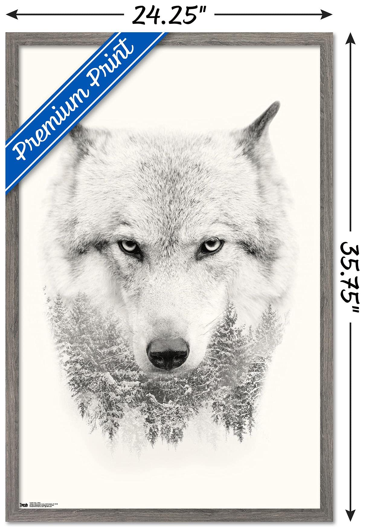 Trends International Wolf - Trees Wall Poster, 22.375'' X 34'', Barnwood Framed Version