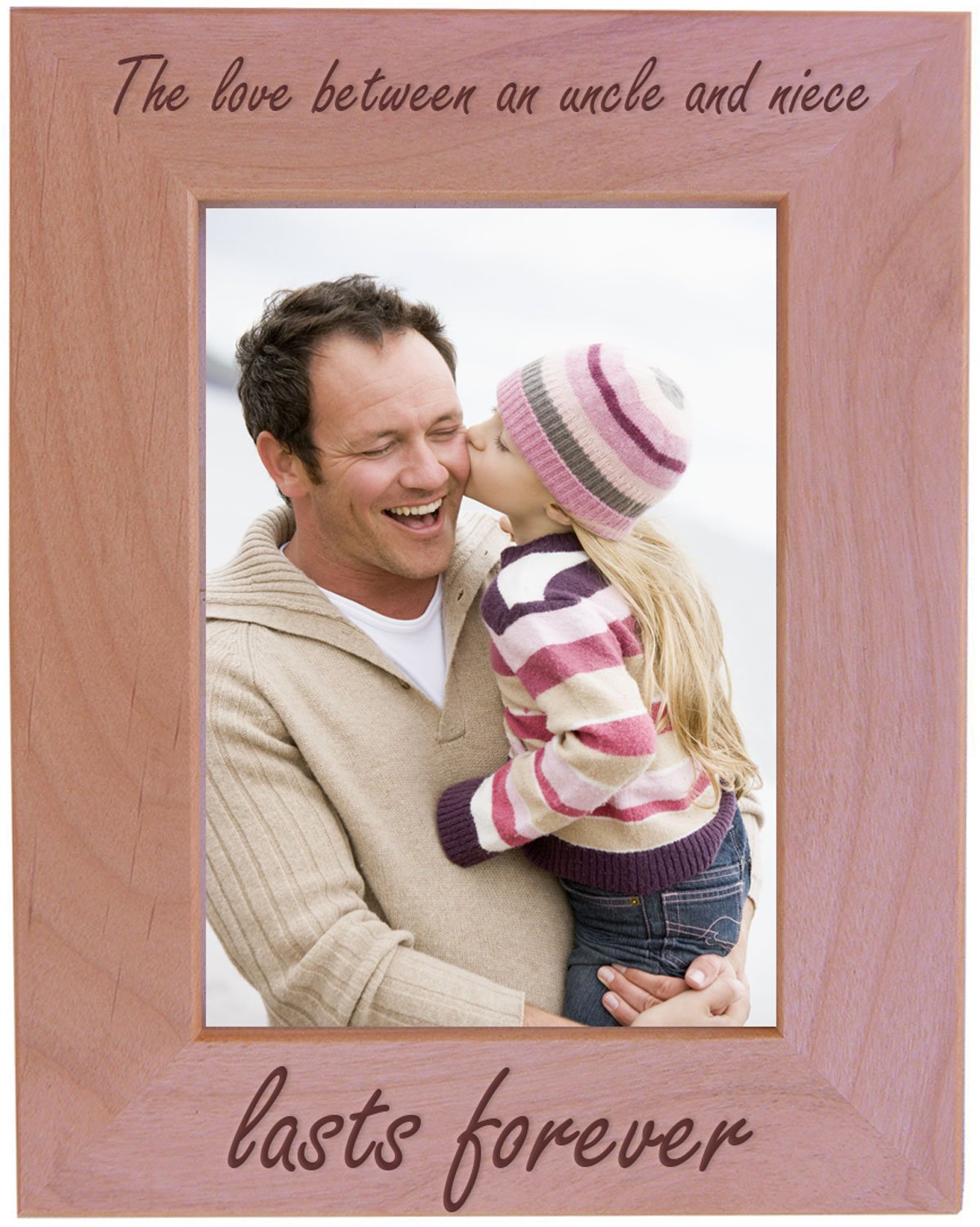 The love between an Uncle and Niece lasts forever Natural Alder Wood Engraved Tabletop/Hanging Photo Picture Frame (5x7-inch Ver