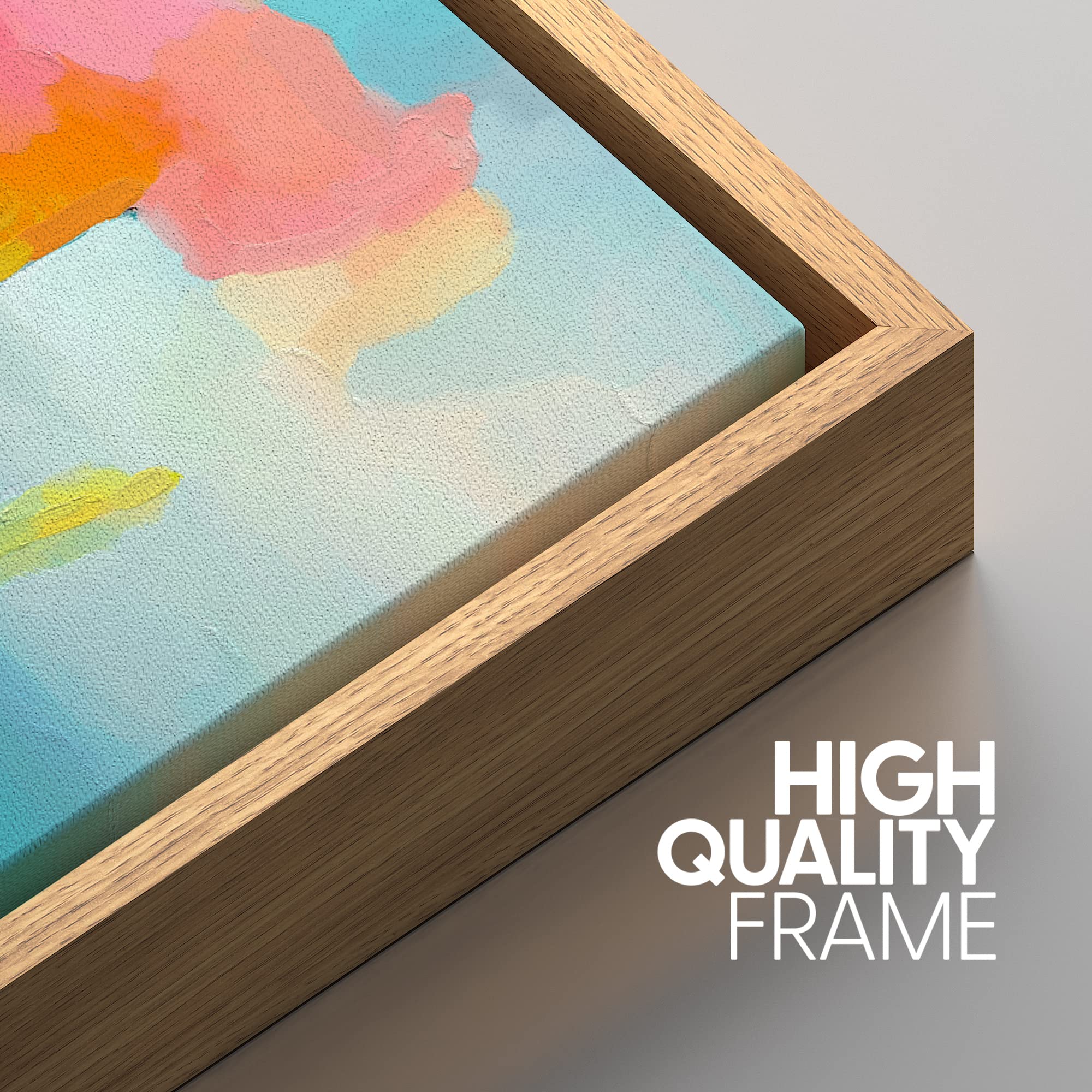 Signwin Framed Canvas Print Wall Art Set Vibrant Rainbow Paint Stroke Collage Shapes Abstract Illustrations Modern Art Decorativ
