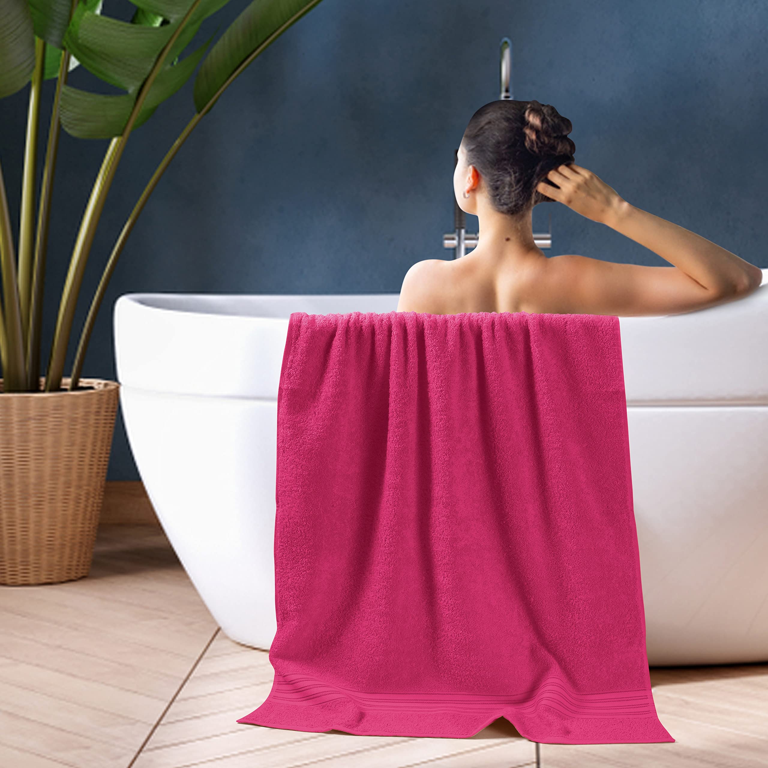 Boutiquo 100% Cotton 2 Pack Bath Towel Set 28X55, Eco-Friendly Large Bath Towels, Compact Quickdry Lightweight Soft & Highly Abs