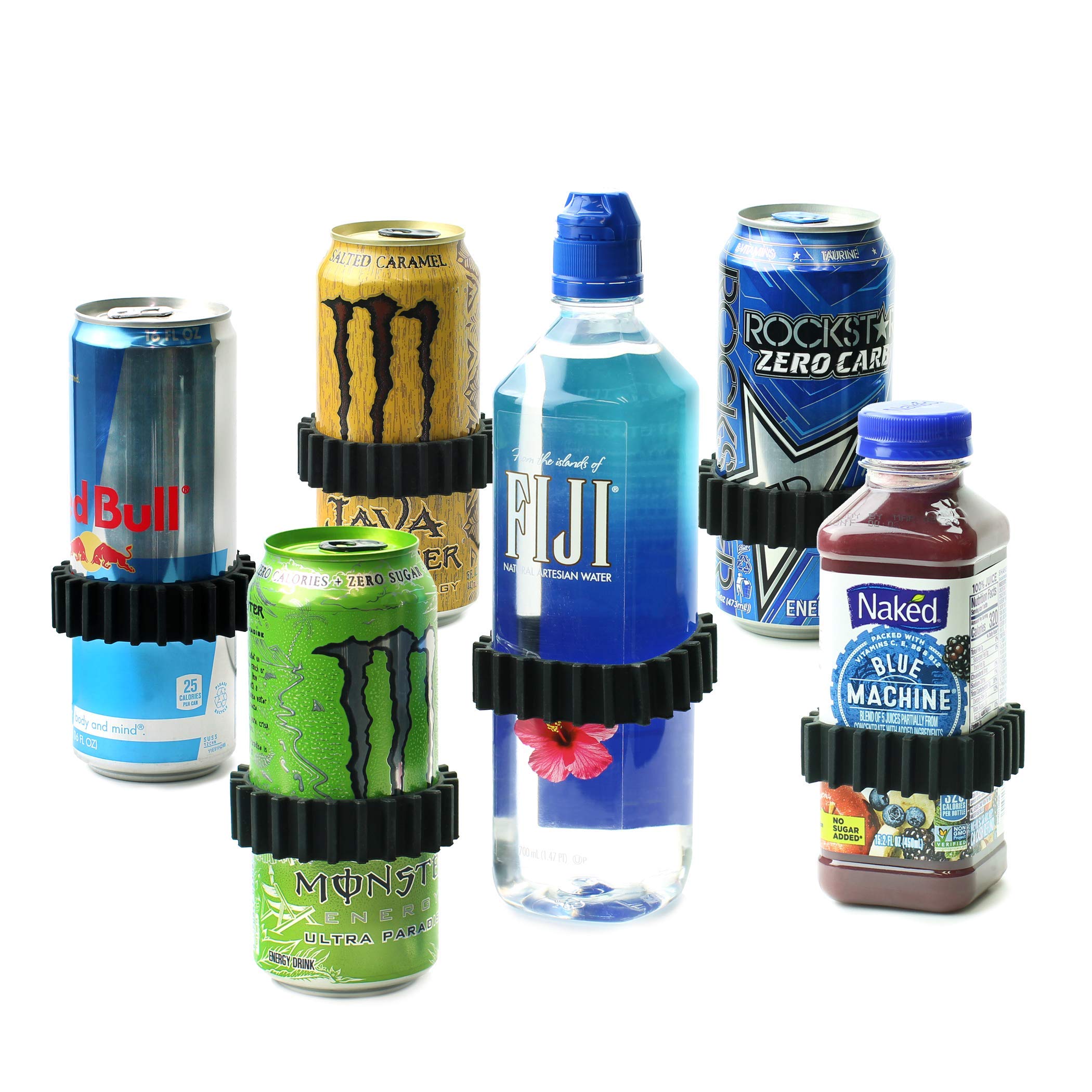 Gadjit Beverage Bands Car Cup Holder Adapter - Stop On-The-Go Drinks from Wobbling in Your Cup Holder (2 Pack)  Keeps 8-28 oz Coffee Cups  12-16 oz Soda Cans  20 oz Water Bottles  Mugs from Tipping