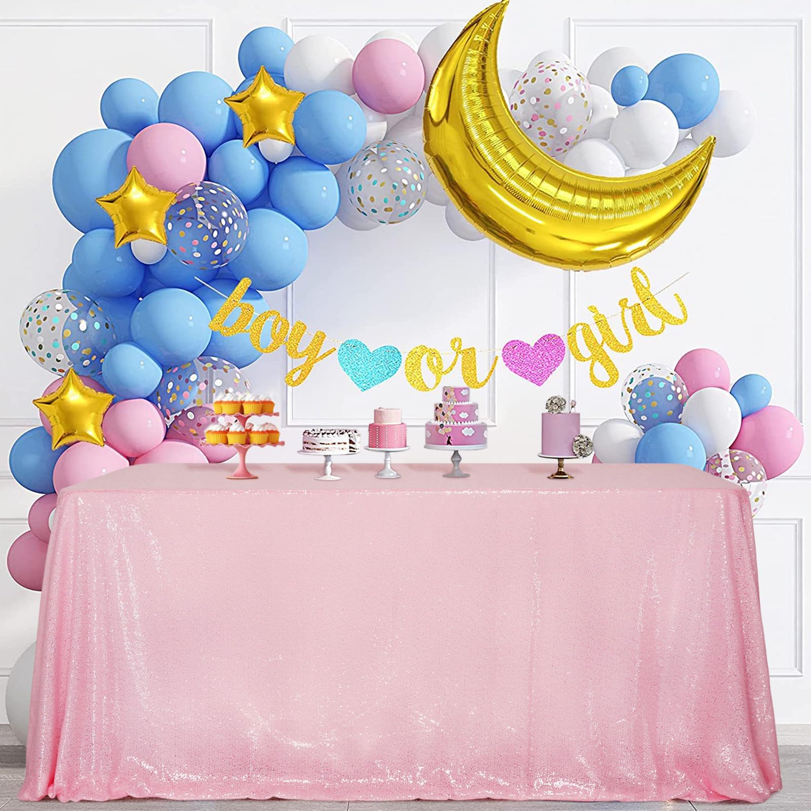 SquarePie Sequin Tablecloth Rectangular 60 x 102 Inch Pink Reflect Lights Bling Sparkly Table Linen for Wedding Party