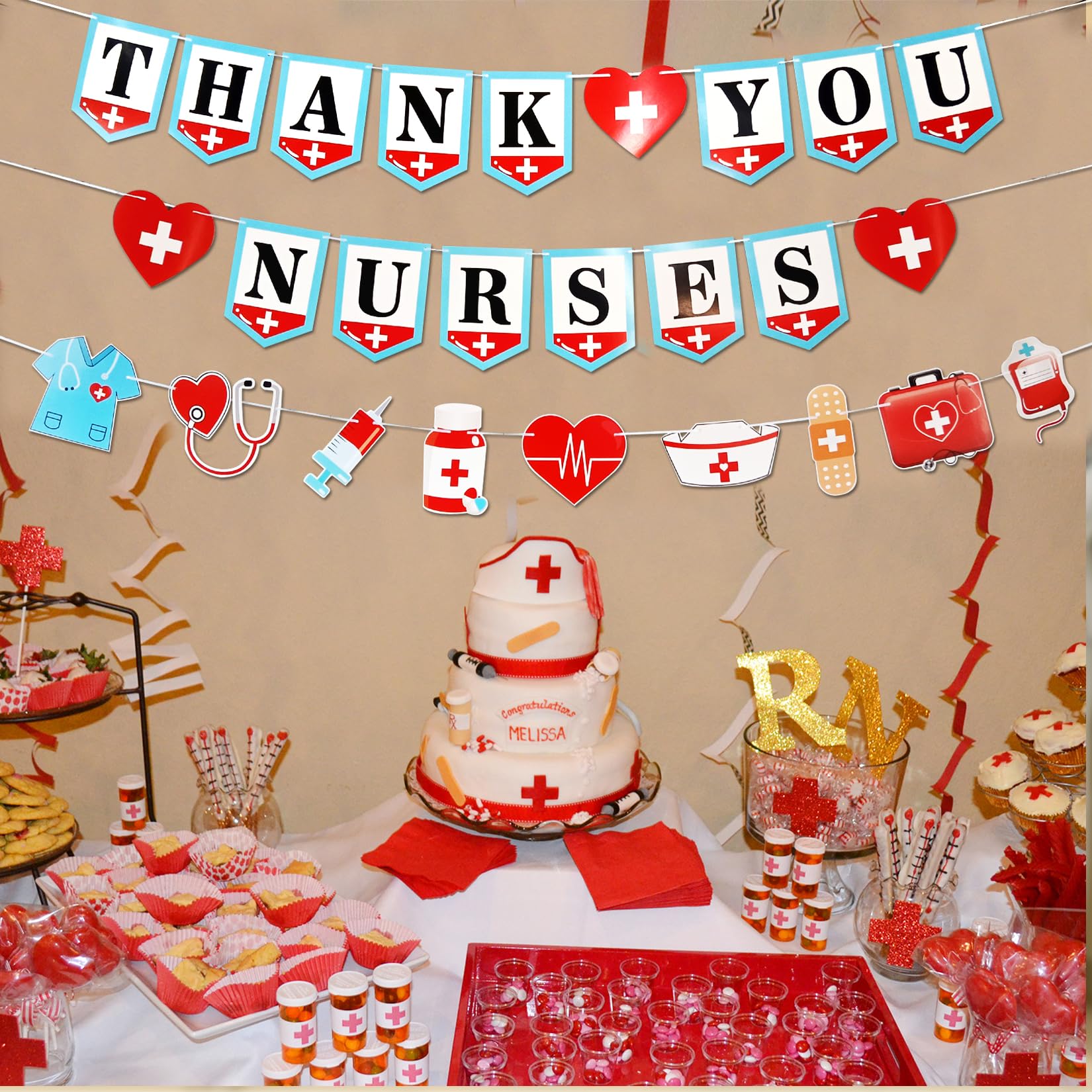 Lanttaotte Nurses Graduation Decorations Thank You Nurses Banner Congrats Grad Party Supplies For Nurses Week Home Office School