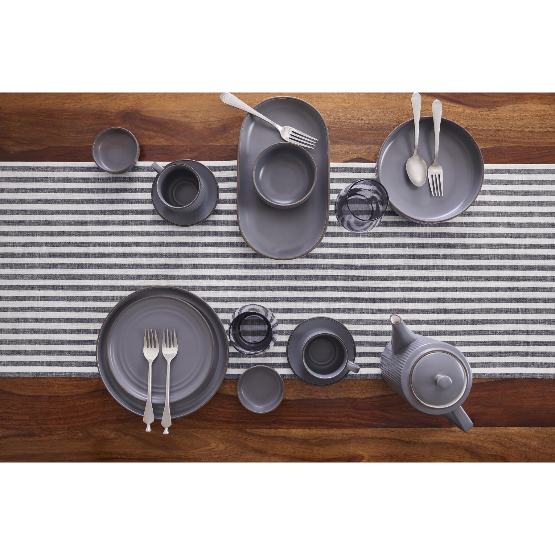 Solino Home Stripe Linen Table Runner 120 Inches Long - 100% Pure Linen Black And White Dining Table Runner 16 X 120 Inch Ideal