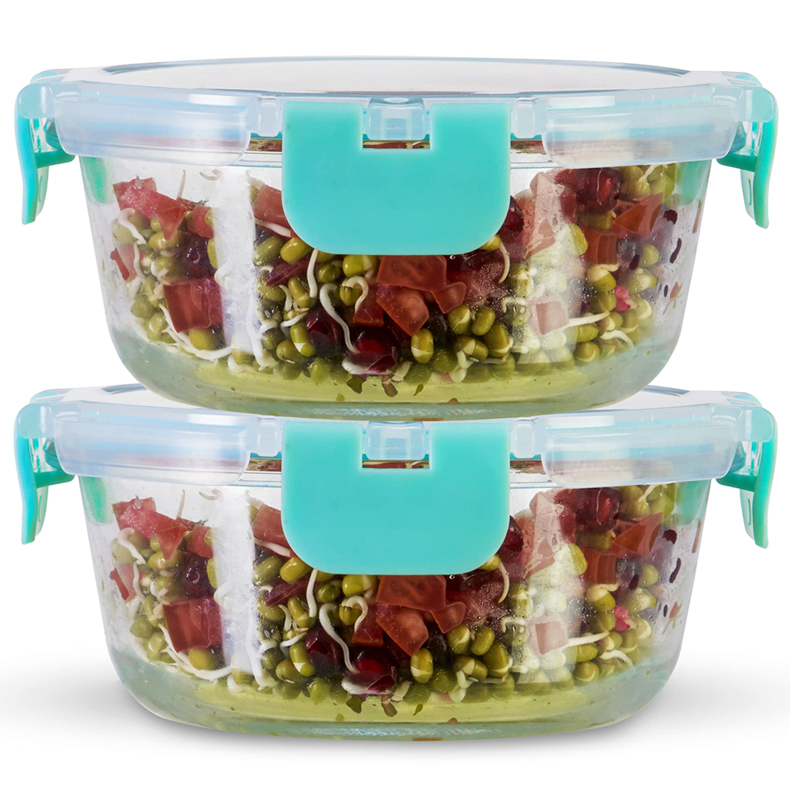 Allo Foodsafe Glass Containers With Lids With Break Free Lock, Microwave Safe Containers, Borosilicate Meal Prep Glass Food Stor