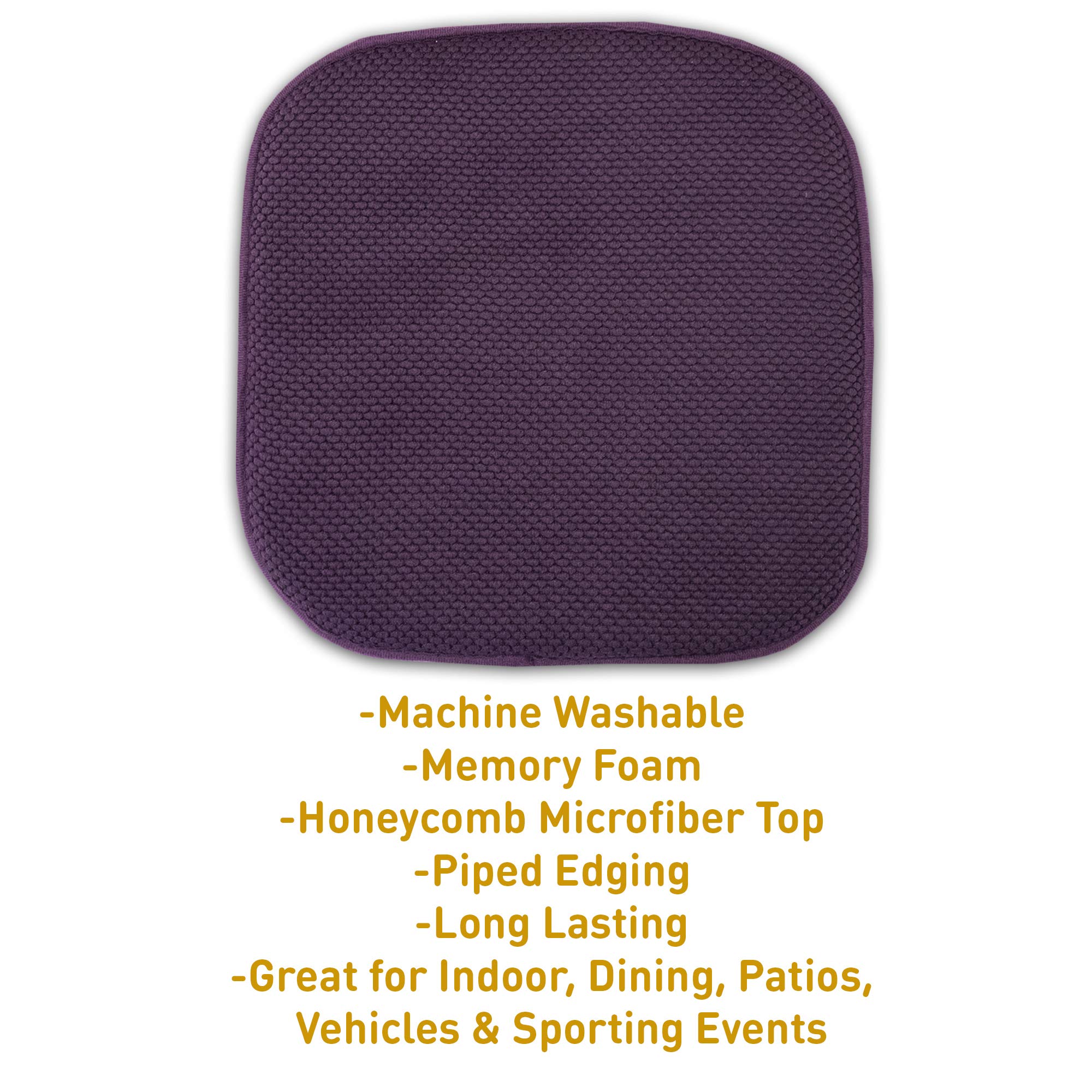 Sweet Home Collection Cushion Memory Foam Chair Pads Honeycomb Nonslip Back Seat Cover 16 X 16 6 Pack Eggplant Purple