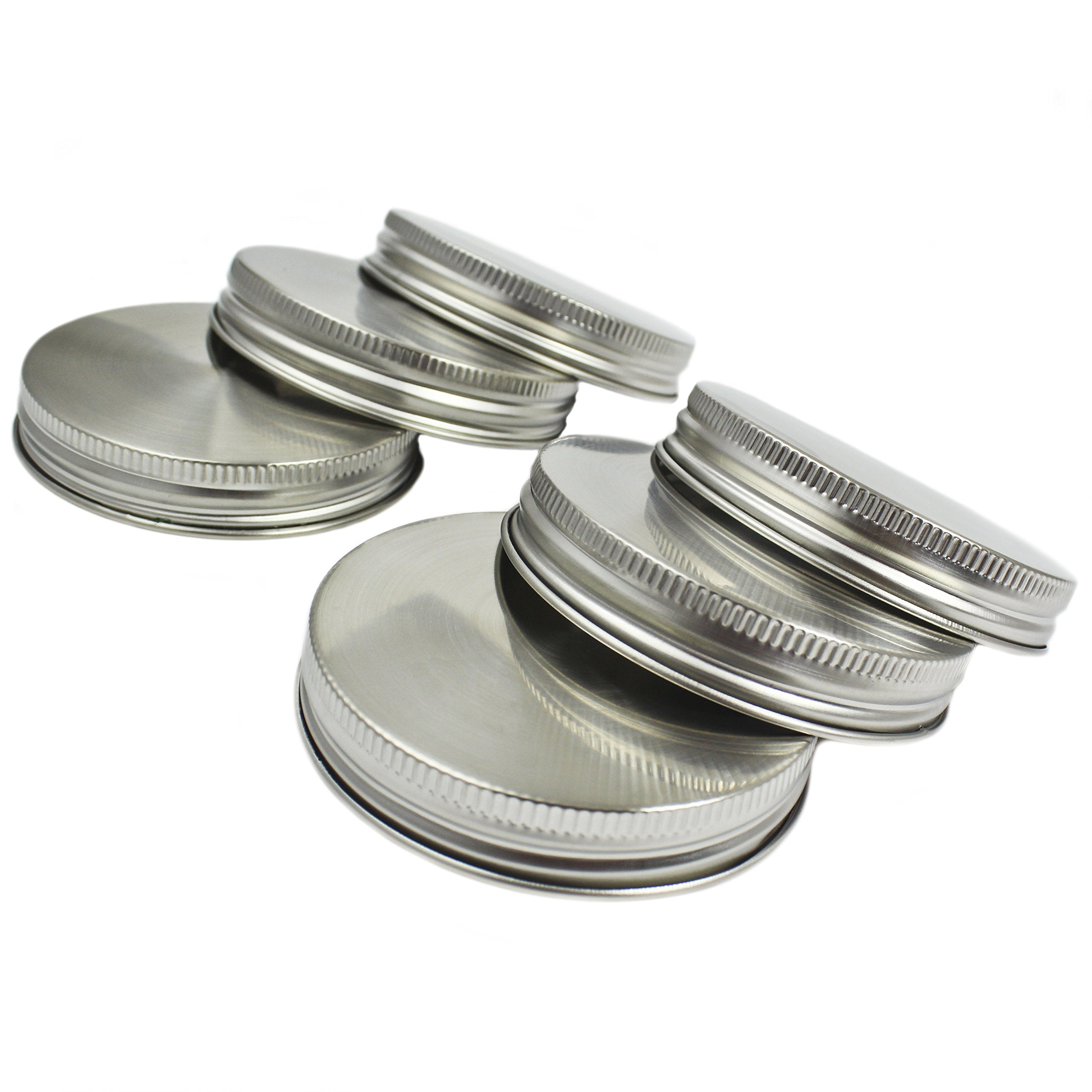 Zoie + Chloe Stainless Steel Mason Jar Lids With Silicone Seals (6 Pack + 6 Bonus Replacement Seals) - Wide Mouth