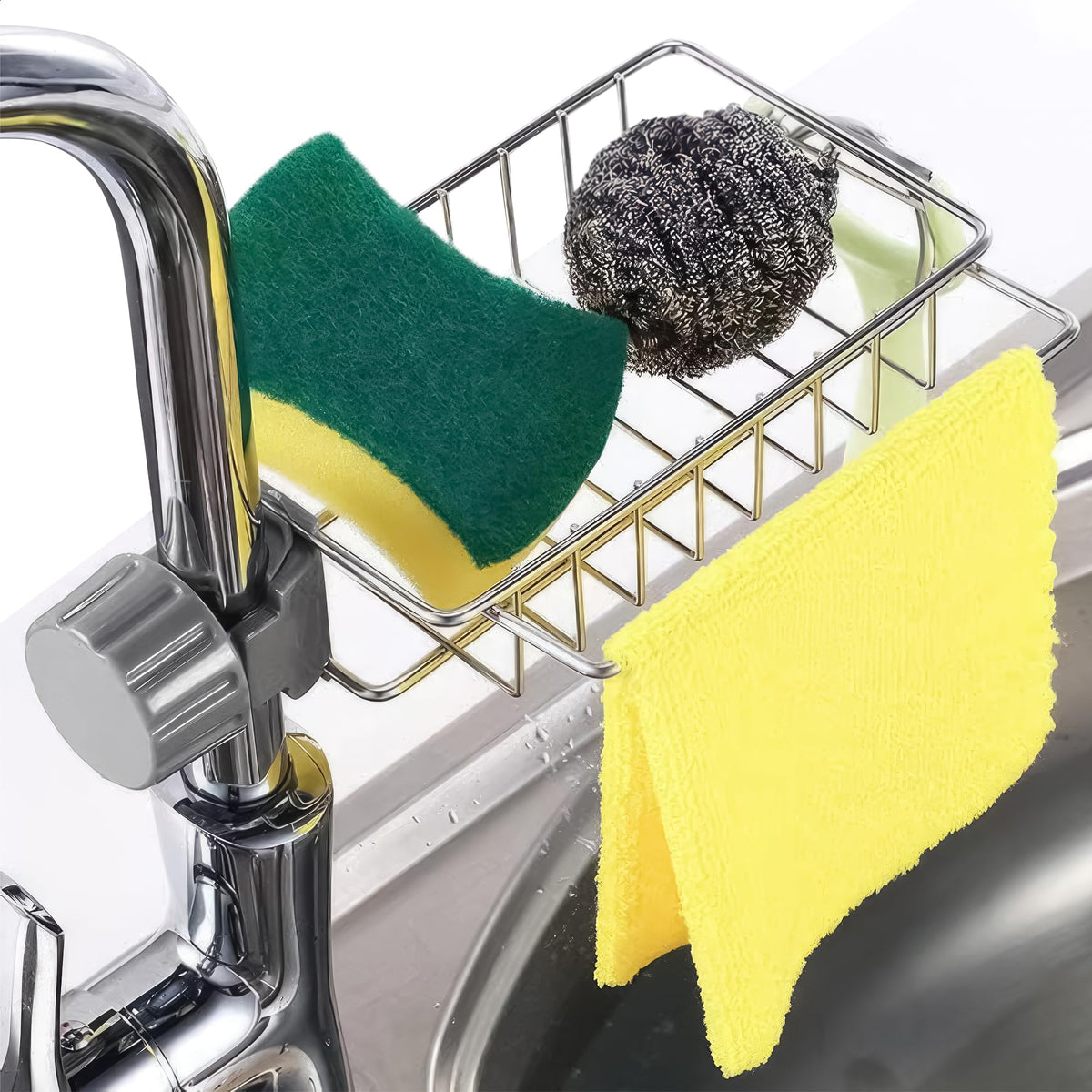 Over Faucet Sponge Holder For Kitchen Sink Faucet - Stainless Steel Faucet Rack For Kitchen Sink Organizer Rack For Kitchen Spon