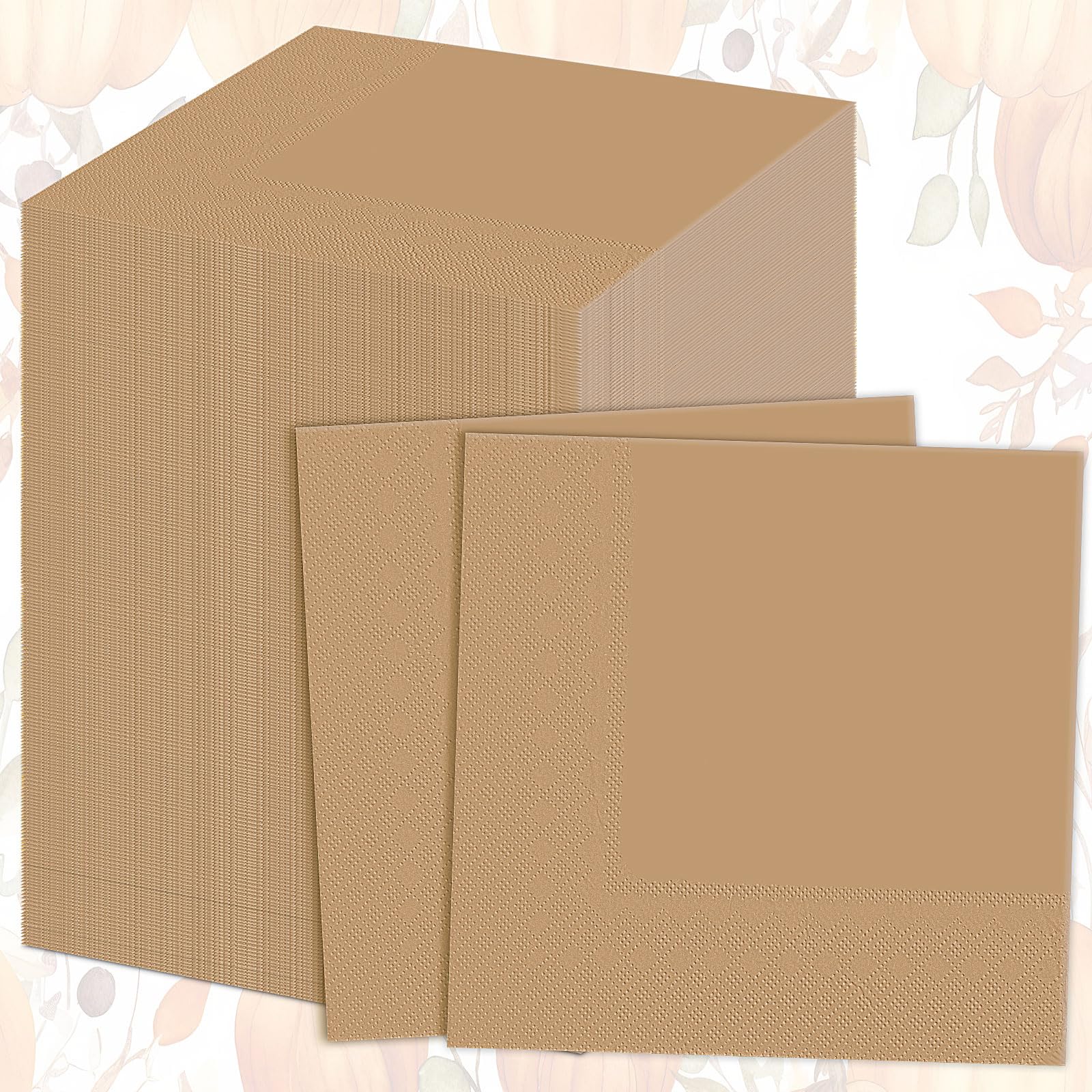 Teling 100 Pcs Fall Paper Napkins Disposable Wooden Color Napkins for Autumn Holidays Wedding Home Luncheon Reception Tea Party 