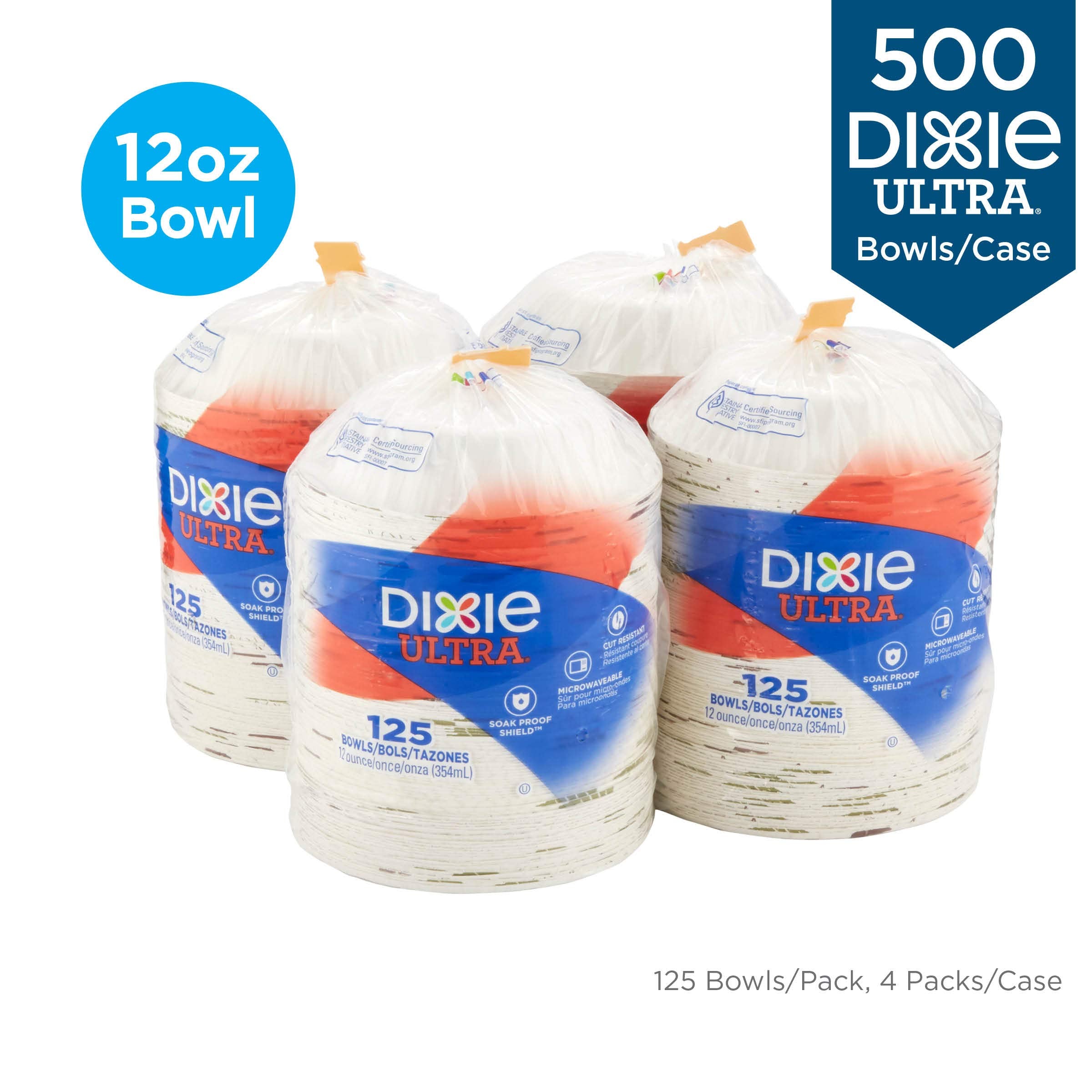 Georgia-Pacific Dixie Ultra 12 Oz. Heavy-Weight Paper Bowls By Gp Pro (Georgia-Pacific),Pathways,Sxb12Ws (Case),500 Count (125 B
