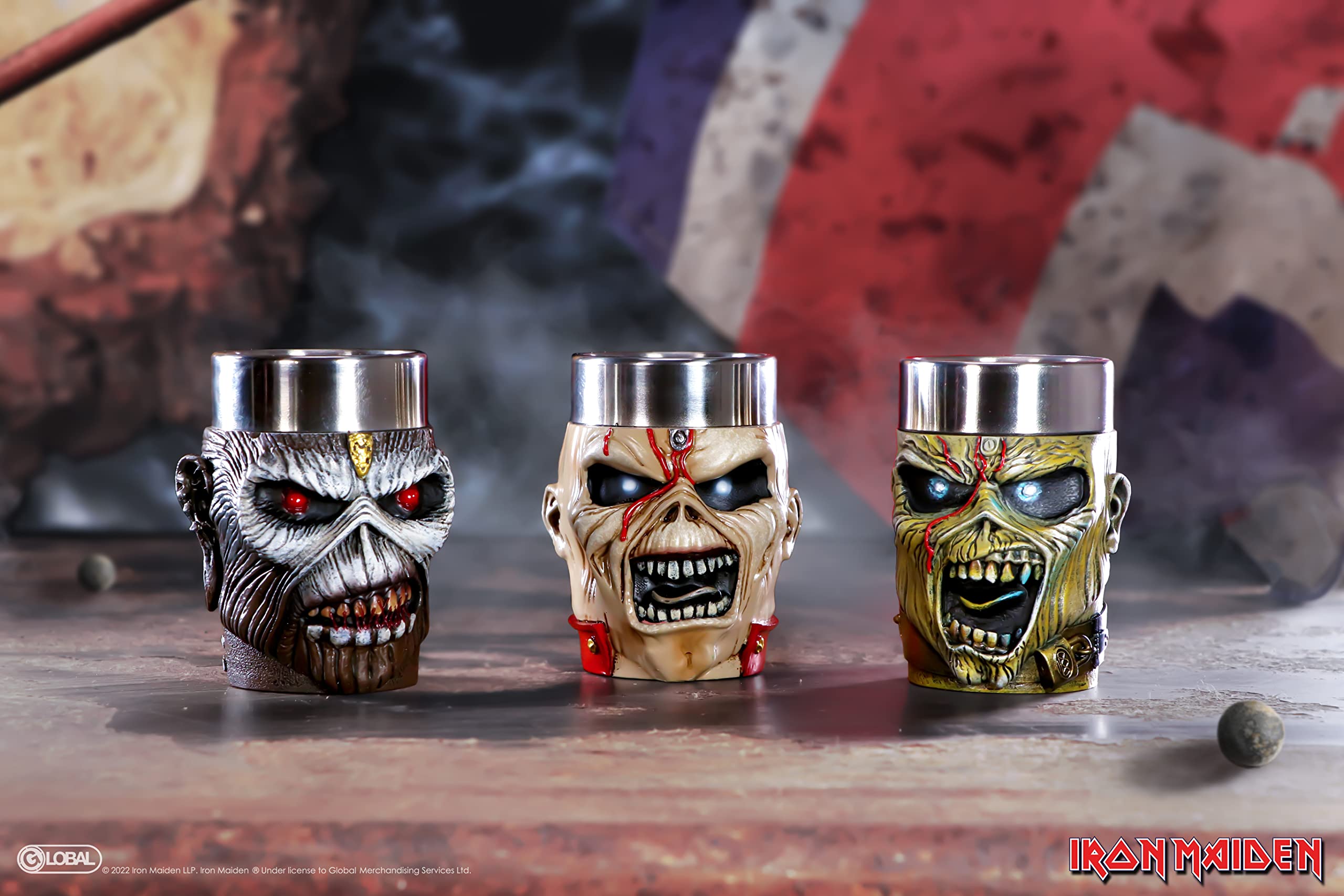 Nemesis Now Officially Licensed Iron Maiden Eddie Shot Glass Set, Multi Coloured, 9Cm
