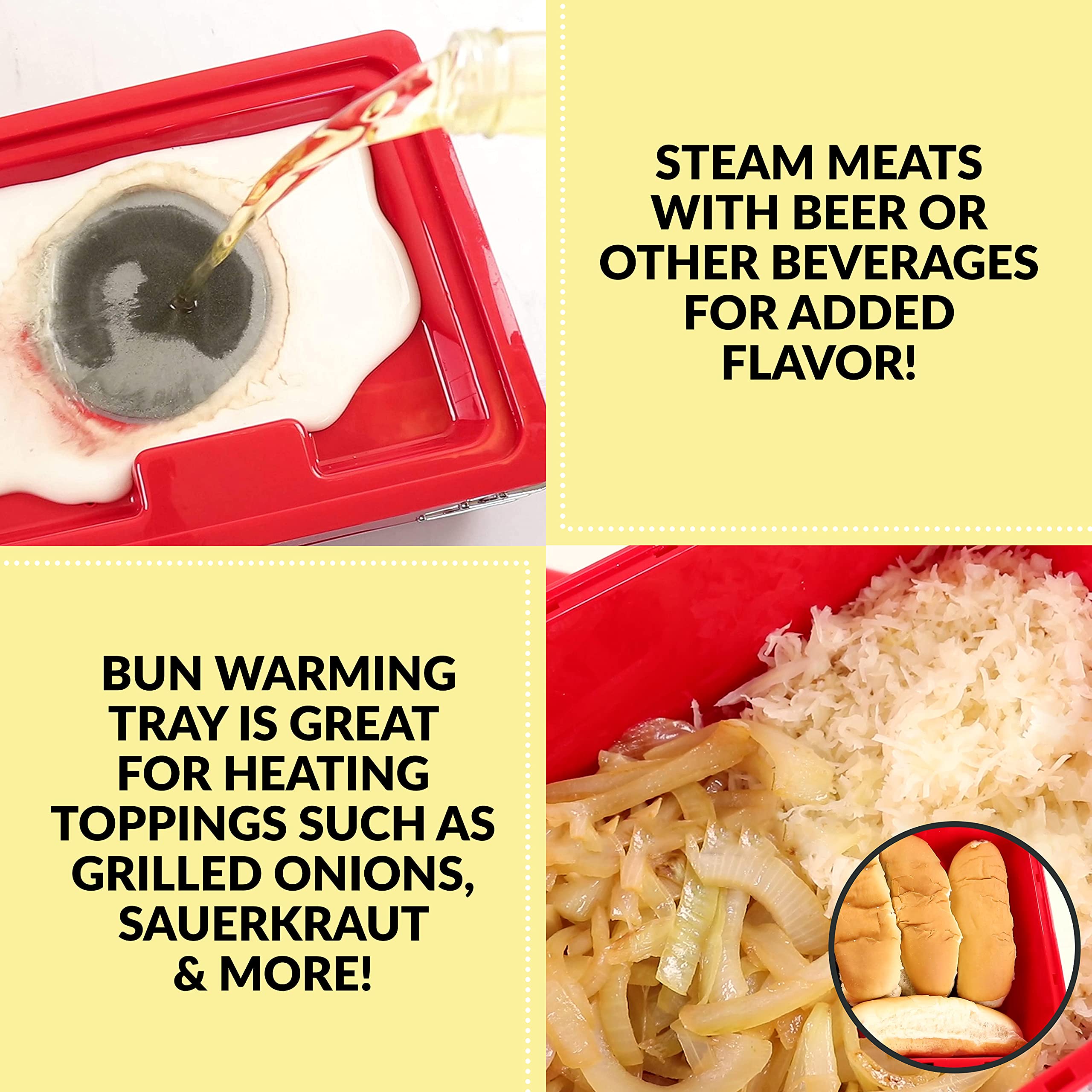 Nostalgia Extra Large Diner-Style Steamer 20 Hot Dogs And 6 Bun Capacity, Perfect For Breakfast Sausages, Brats, Vegetables, Fis