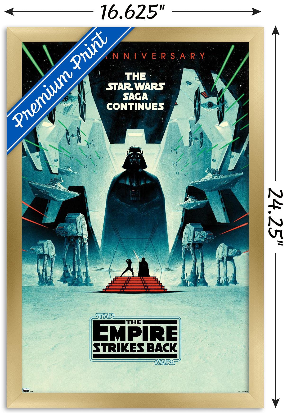 Trends International Star Wars: The Empire Strikes Back - 40Th Anniversary Wall Poster, 14.725'' X 22.375'', Gold Framed Version