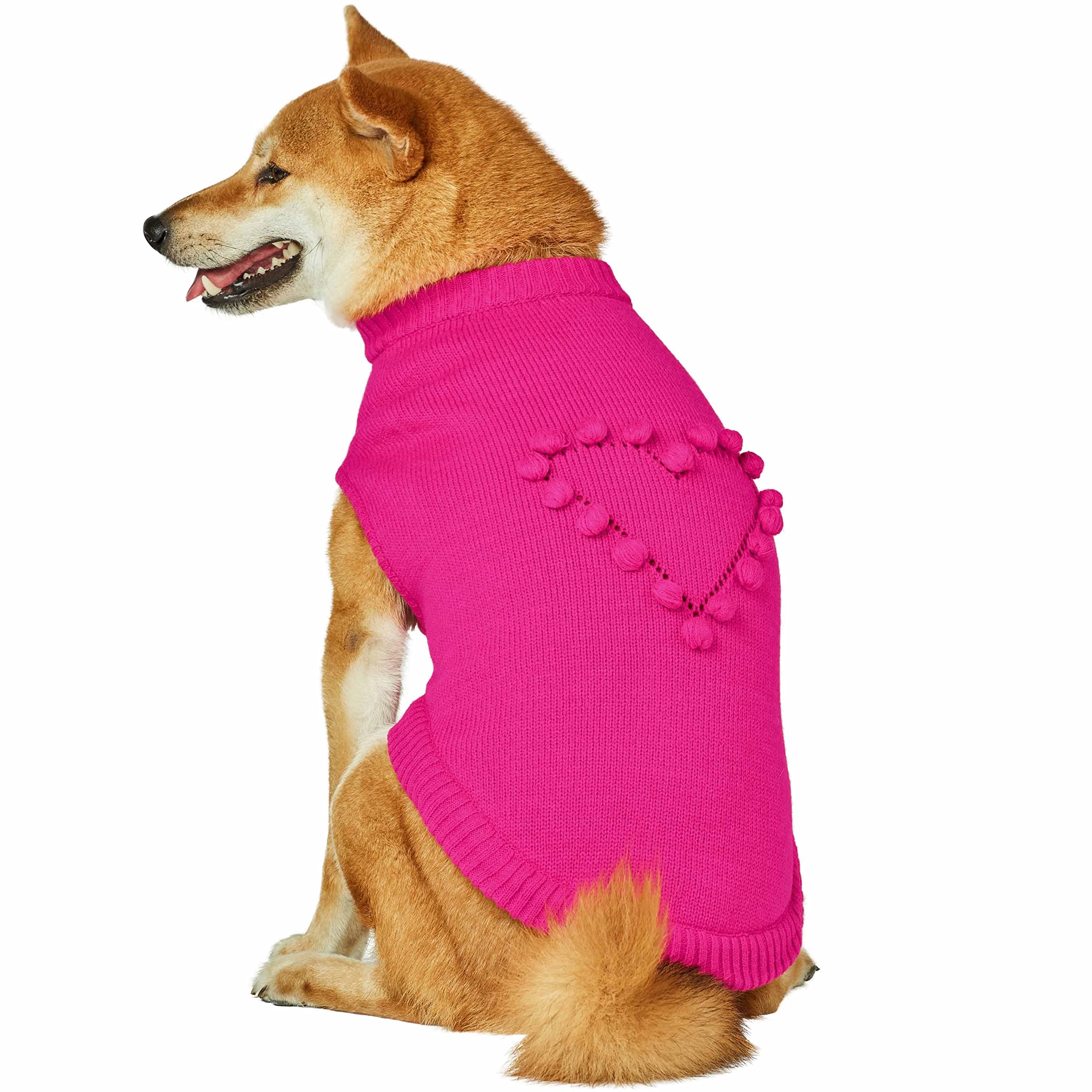 Blueberry Pet 2023 New Heart Dog Sweater Valentineas Day Clothes For Large Girl Dogs, Hot Pink Pullover Crewneck Holiday Apparel