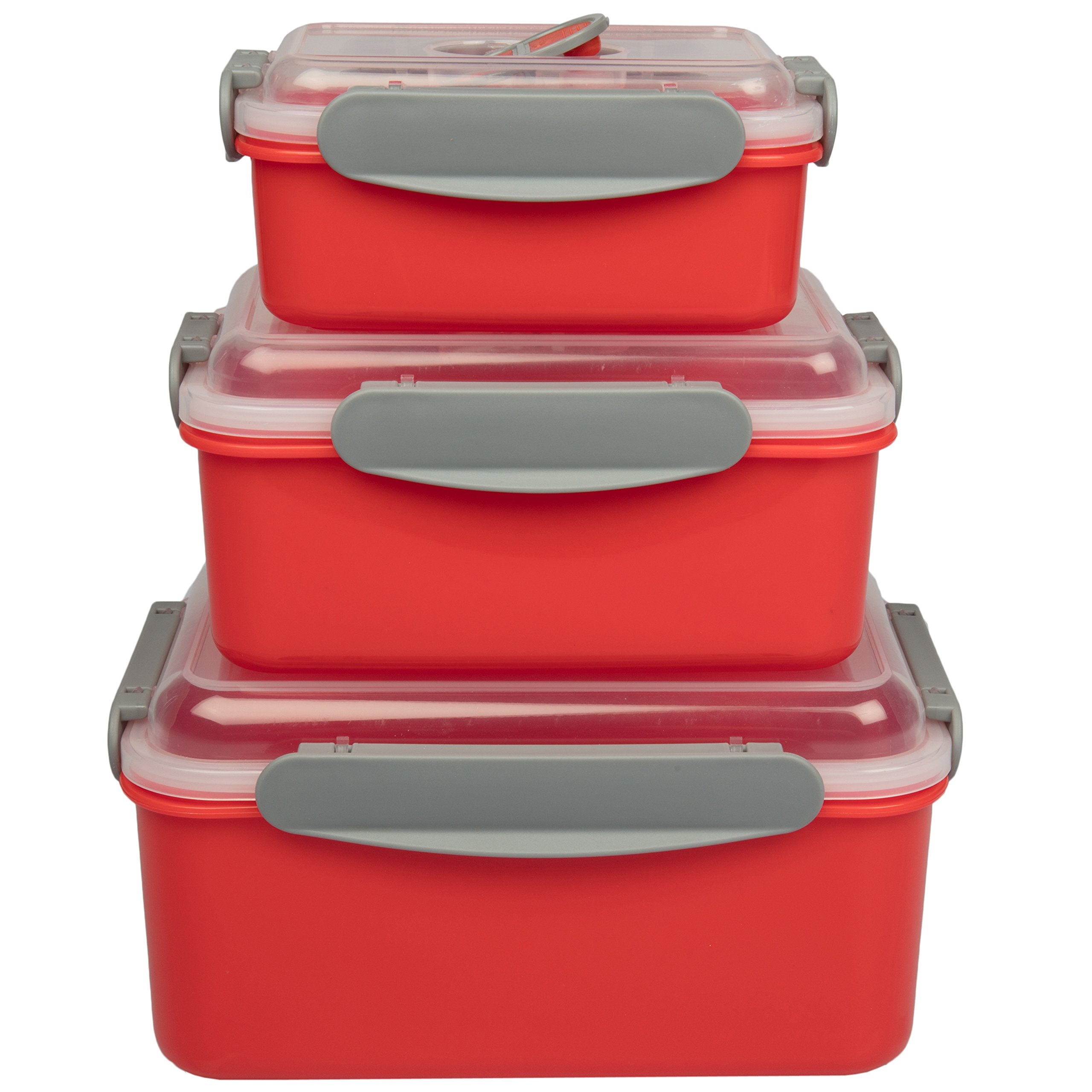 Microwave Food Storage Containers- Set Of 3 Nesting Microwave Cookware Meal Prep Containers W Locking Steam Vent Lids- Bpa Free,
