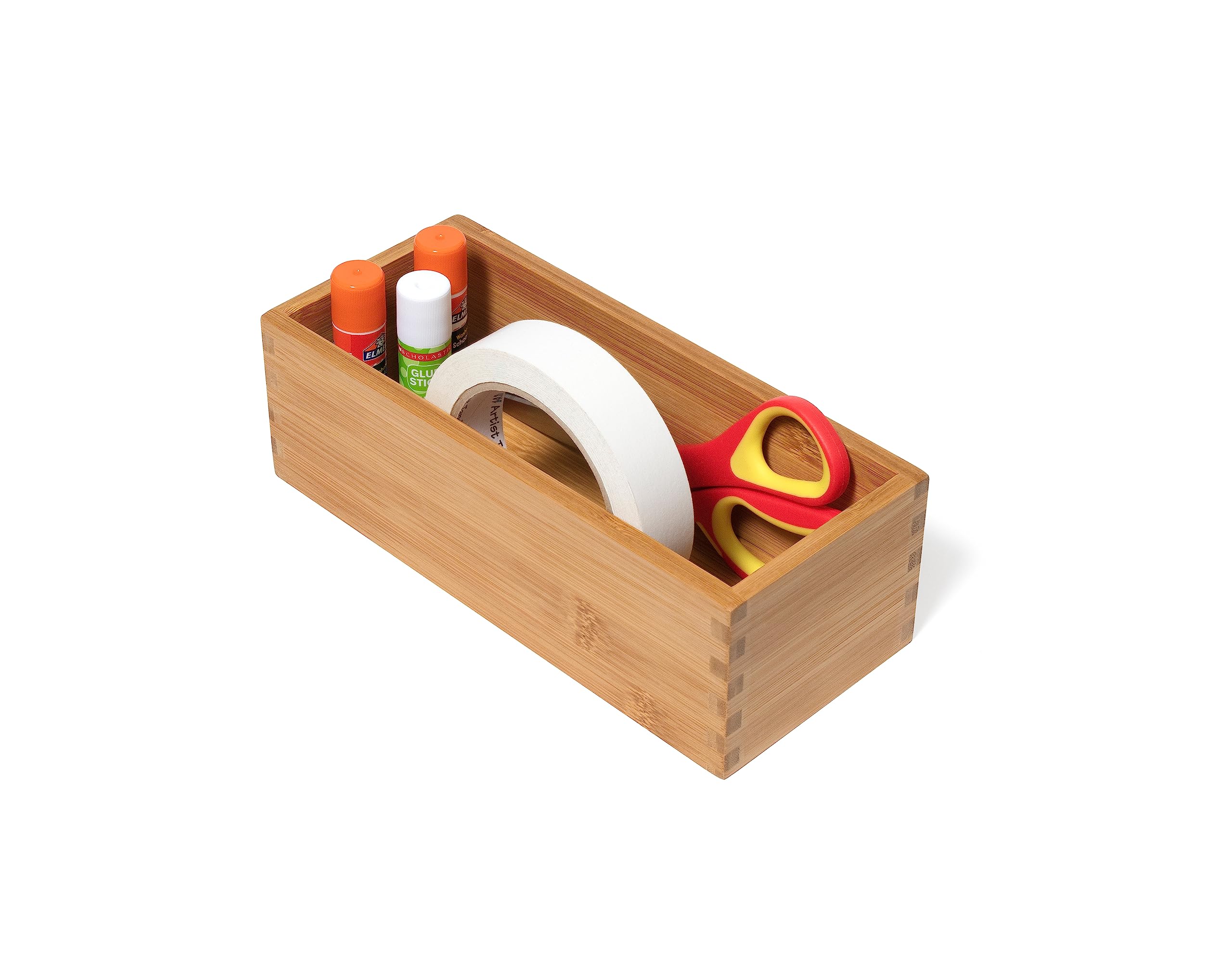 Lipper International Bamboo Utensil Holder Storage Box For Cooking Tools, Makeup, Or Office Supplies, 4'' X 9 1/4'' X 3''