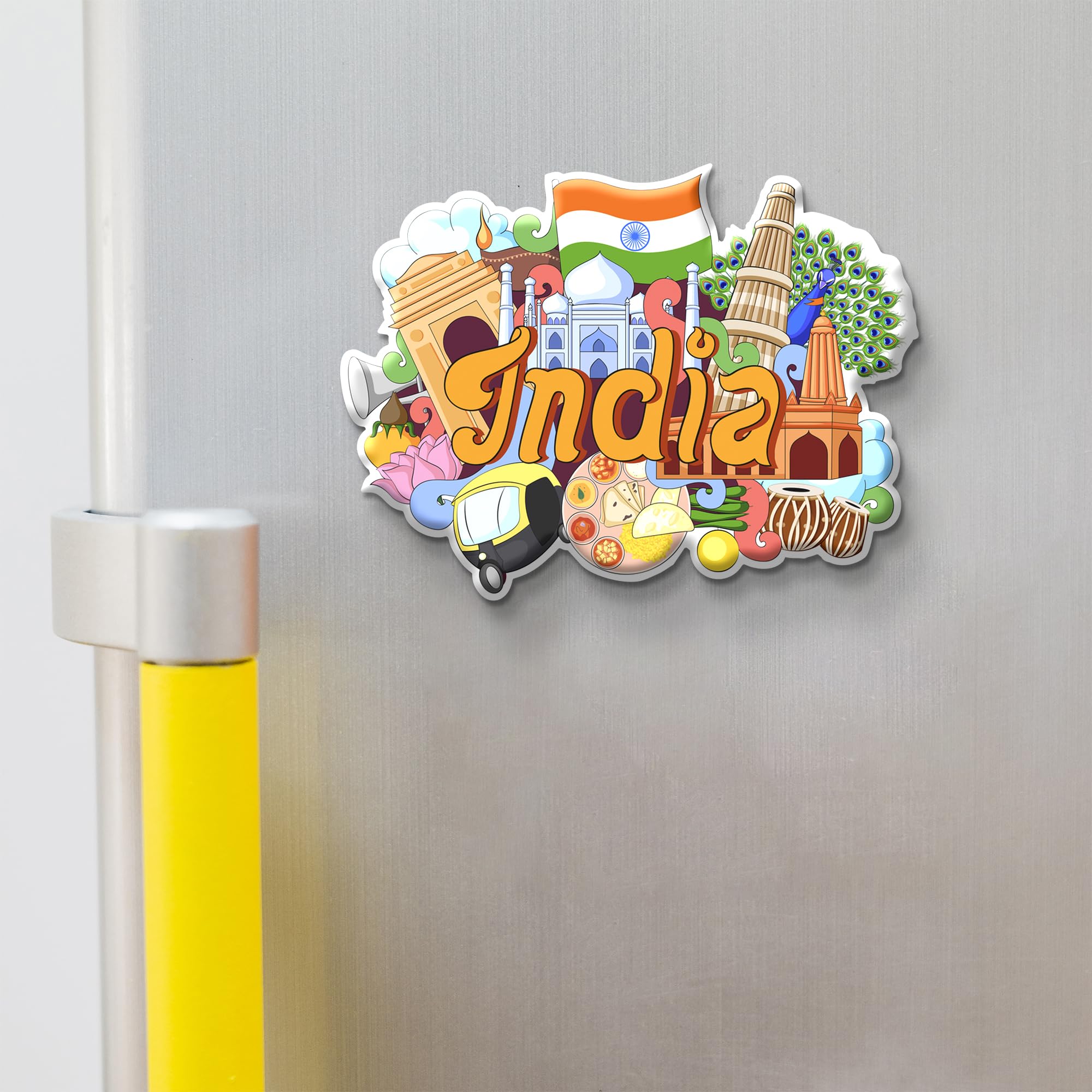 Nivaraprint India Country Theme Souvenir Wooden Fridge Magnet For Refrigerator - India Printed Stylish Magnet For Fridge Decorat