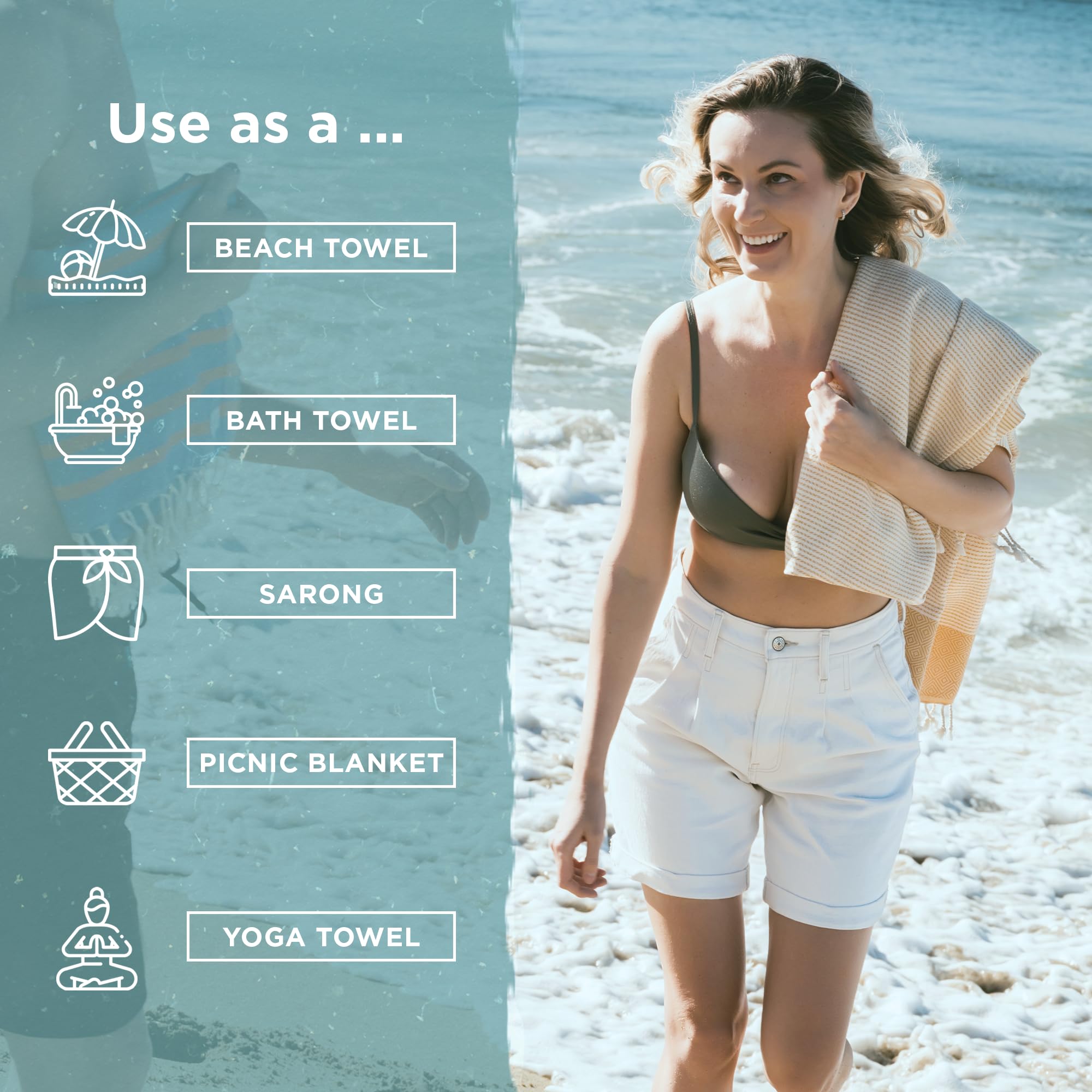 Cape Comforts Oversized Turkish Beach Towel, Diamond Dobby Sunflower - 37'' X 67'' - Super Soft & Lightweight | Quick Dry Sand F