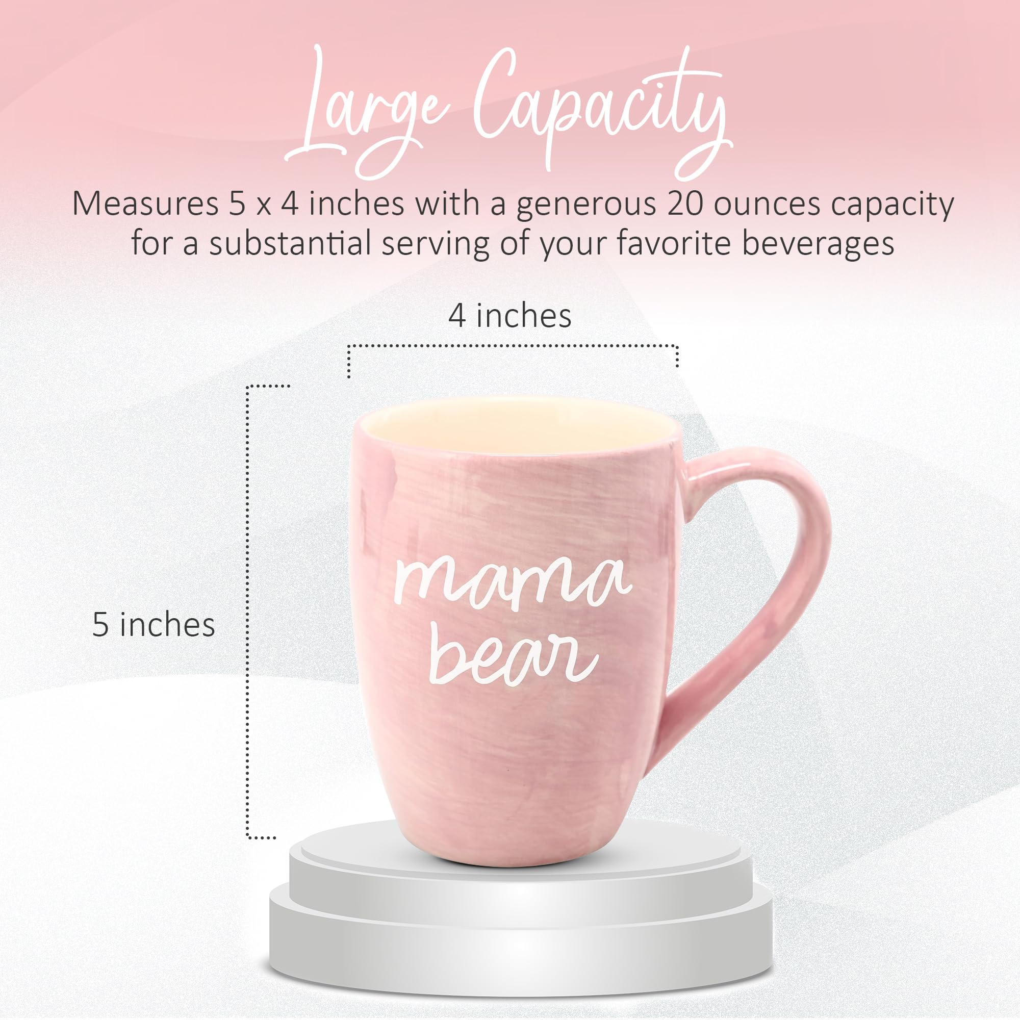 Pavilion Large Ceramic Coffee Mug With ''Mama Bear'' Text Design, Microwave & Dishwasher Compatible, Tall Coffee Or Tea Cups For