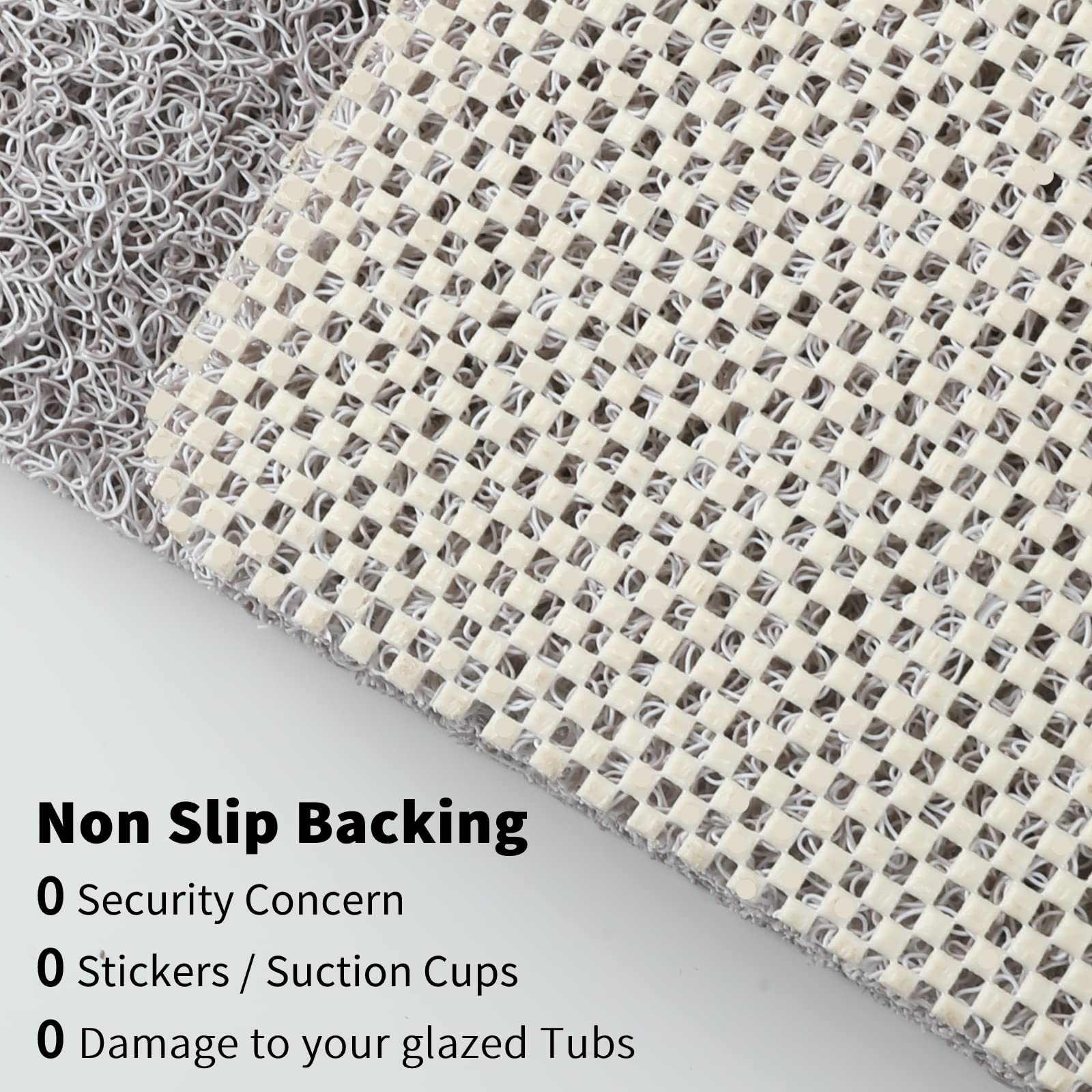 Rzoysia 0.6'' Thick No Suction Cups Non Slip Shower Mat, 16''X27.5'', Two Colors Design Anti-Dirty Bathtub Mat, Pvc Loofah Massa