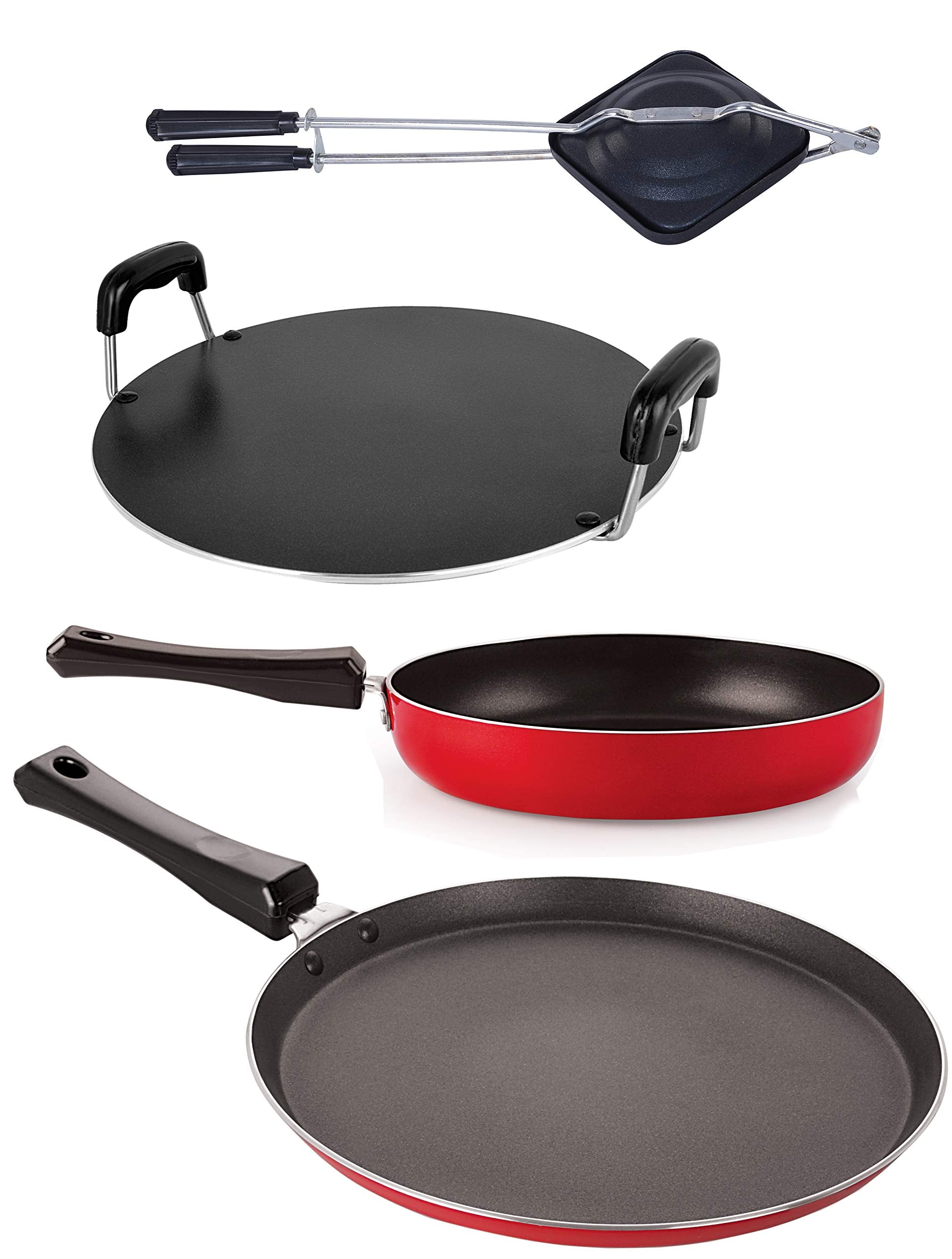 Nirlon 3 Layer NonStick Coated Aluminium Rust Free Cookware Essential Set Offer 4 Piece