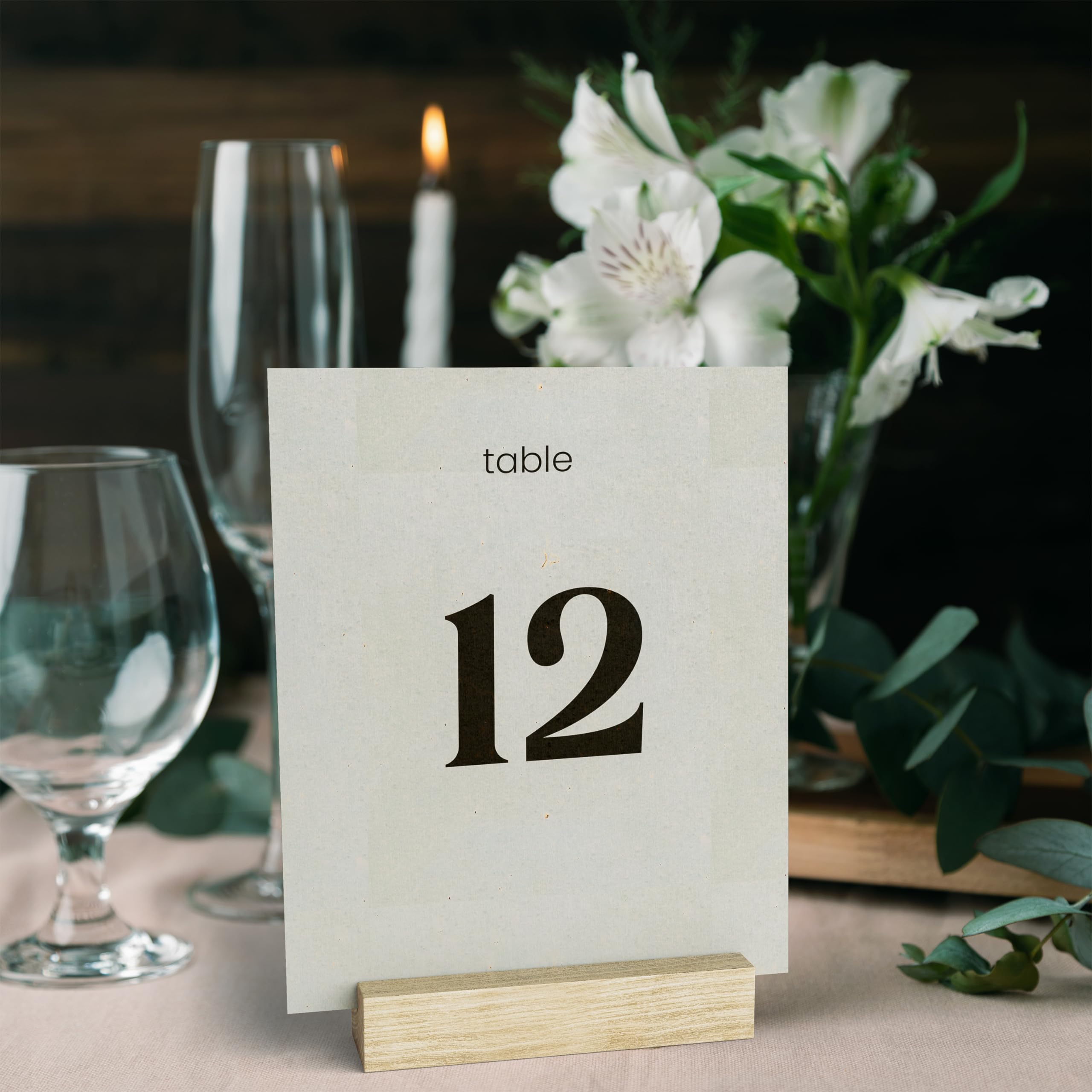 Tidita 10 pcs Oak Wood Place Card Holder - Wooden Acrylic Sign Holder Table Decor - Picture Display Stands, Centerpieces Table N