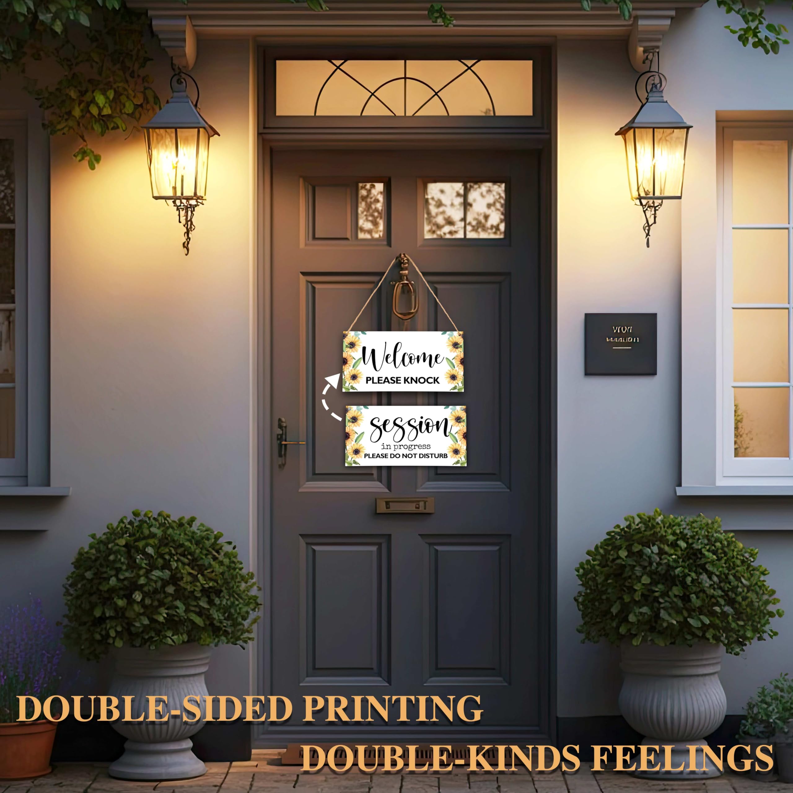 In Session Door Sign for Therapists, Do Not Disturb Hanger Sign for Therapy Office Decor, 6X12 Inches Double Sided Wooden Welcom