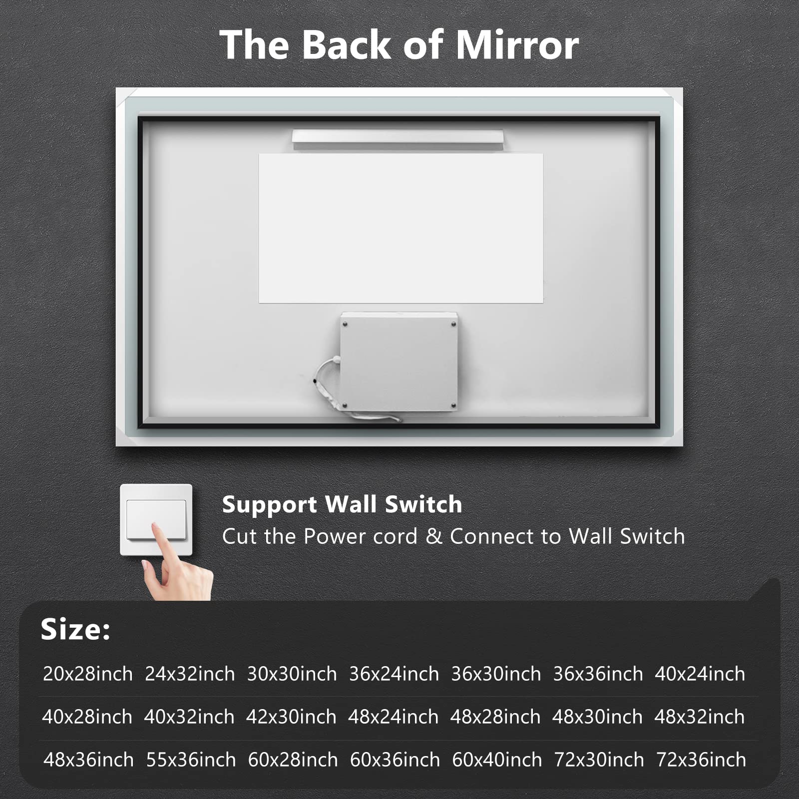 Roomtec 24 X 30 Inches Led Bathroom Mirror With Front And Backlit,Anti-Fog,3 Colors And Dimmable Light(Horizontal/Vertical), Sil