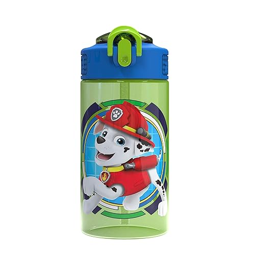 Zak Designs Paw Patrol Kids Spout Cover and Built-in Carrying Loop Made of Plastic  Leak-Proof Water Bottle Design (Rocky  Rubble & Chase  16 oz  BPA-Free)