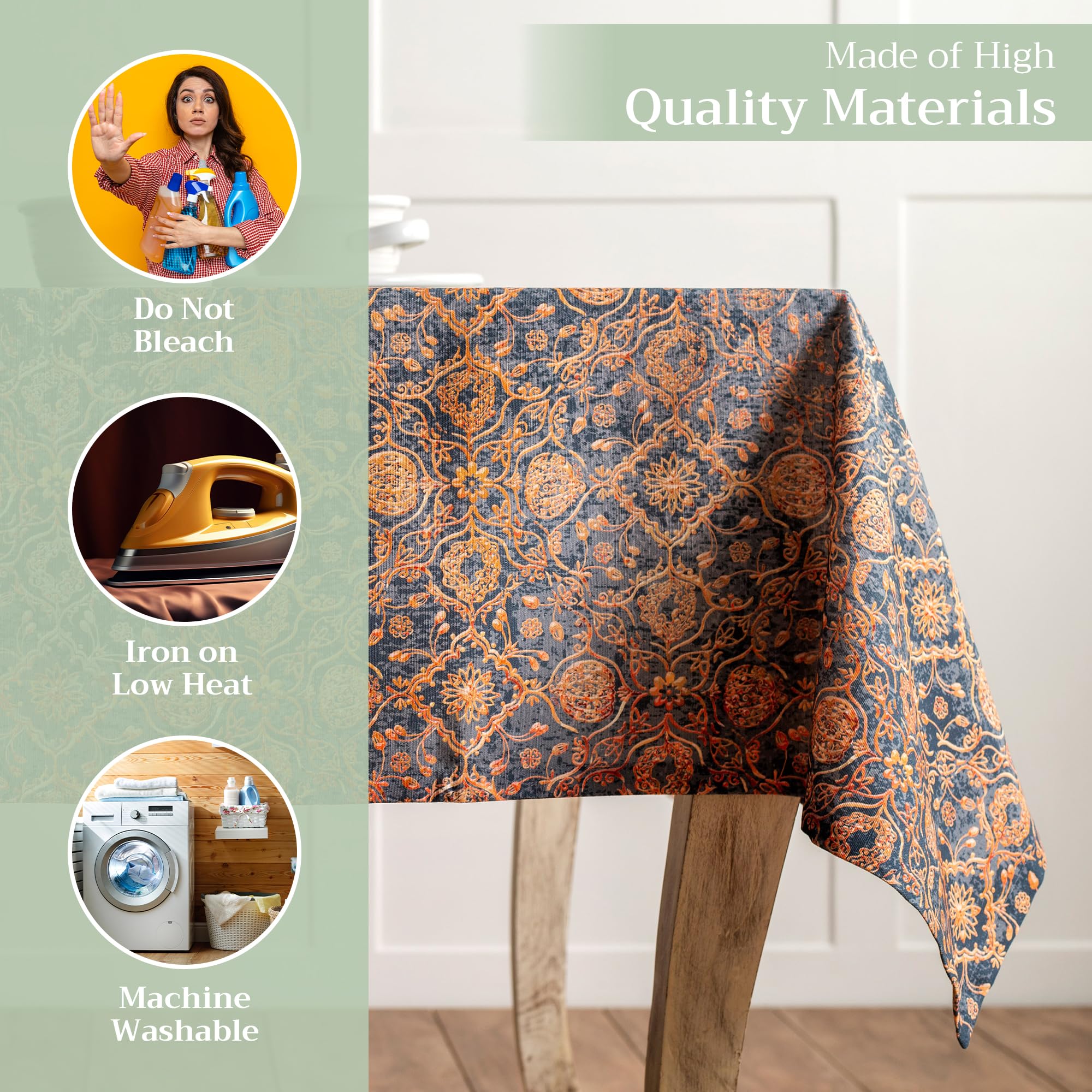Maison D' Hermine Table Cover 60''X108'' 100% Cotton Decorative Washable Rectangle Tabletop Tablecloths, Kitchen, Wedding, Resta