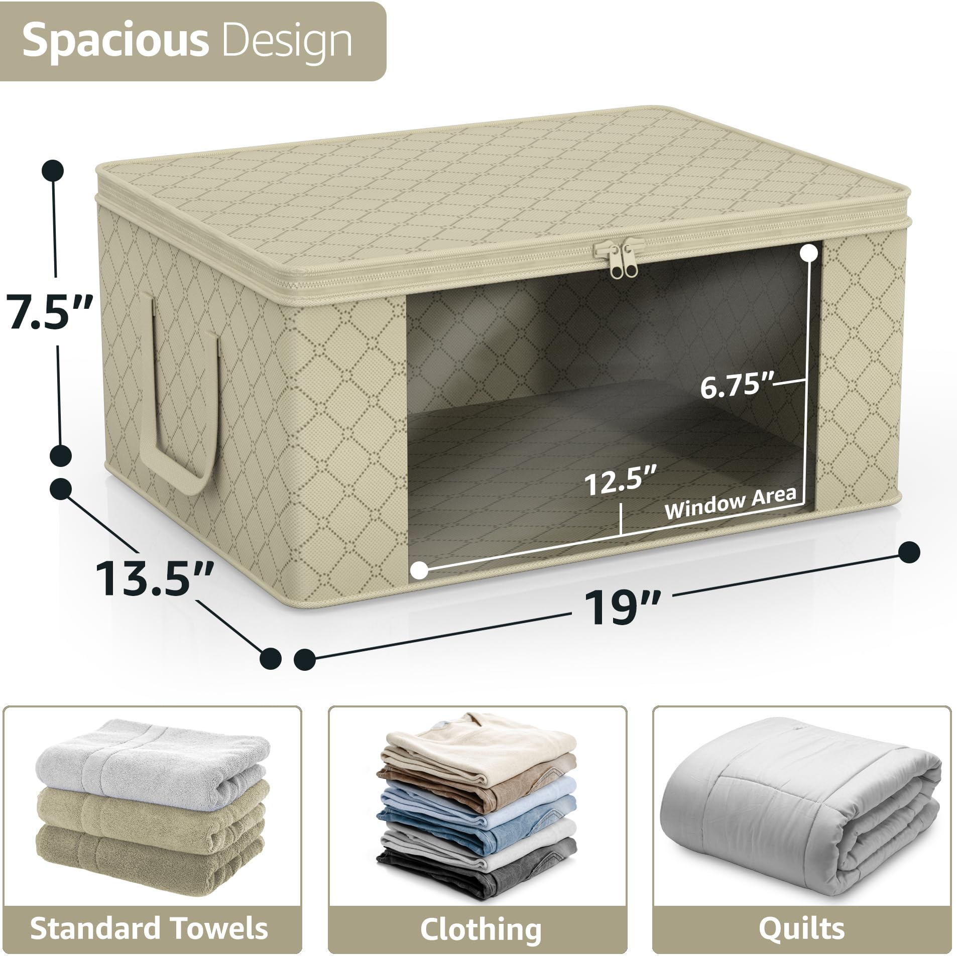 Sorbus Medium Clothes Storage Bags - Foldable Blanket Storage Bins for Organizing Bedroom, Closet, Clothing, Comforter, Organiza