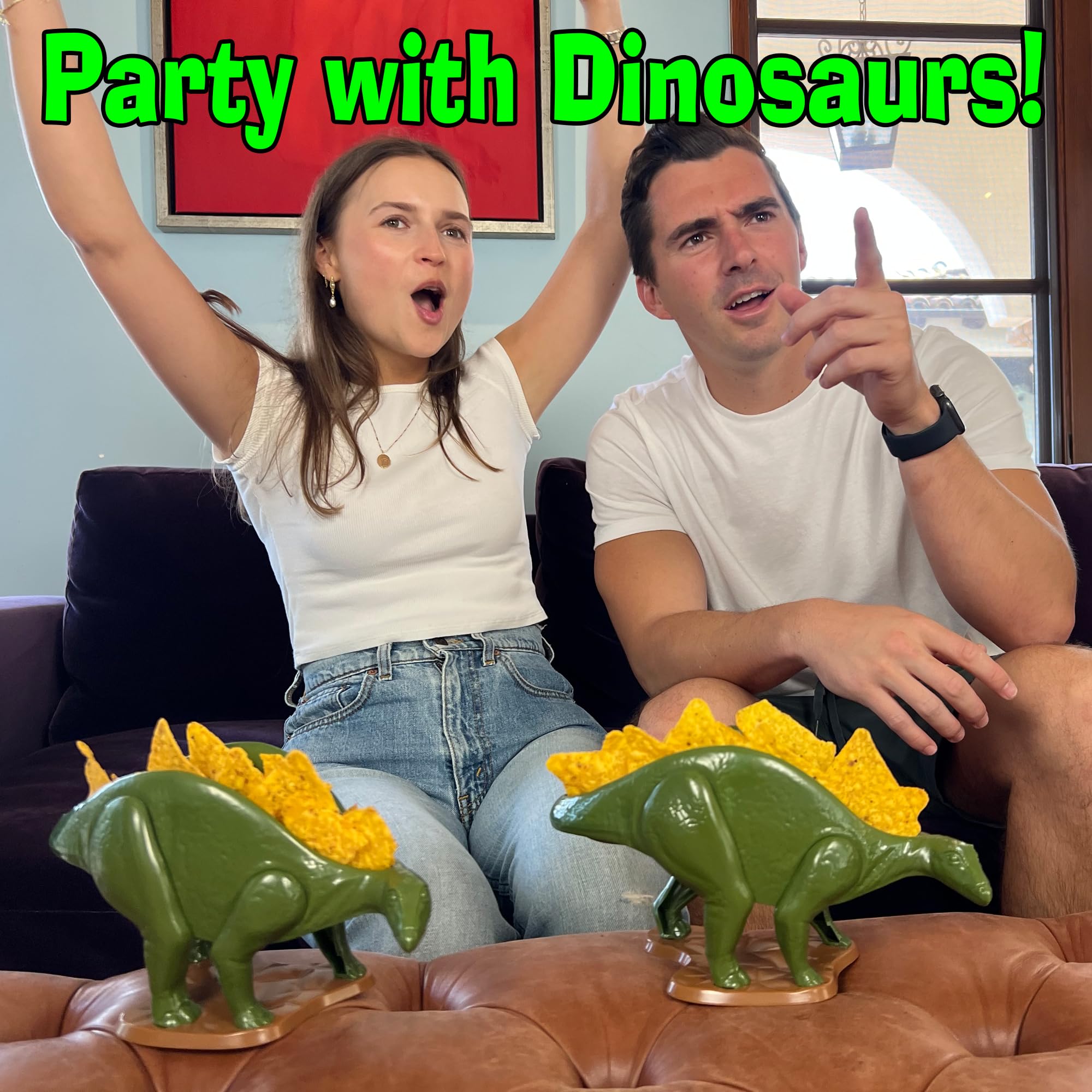 Funwares Nachosaurus Snack and Dip Set - Dinosaur Chip & Salsa Bowl, Plastic, Fun Design
