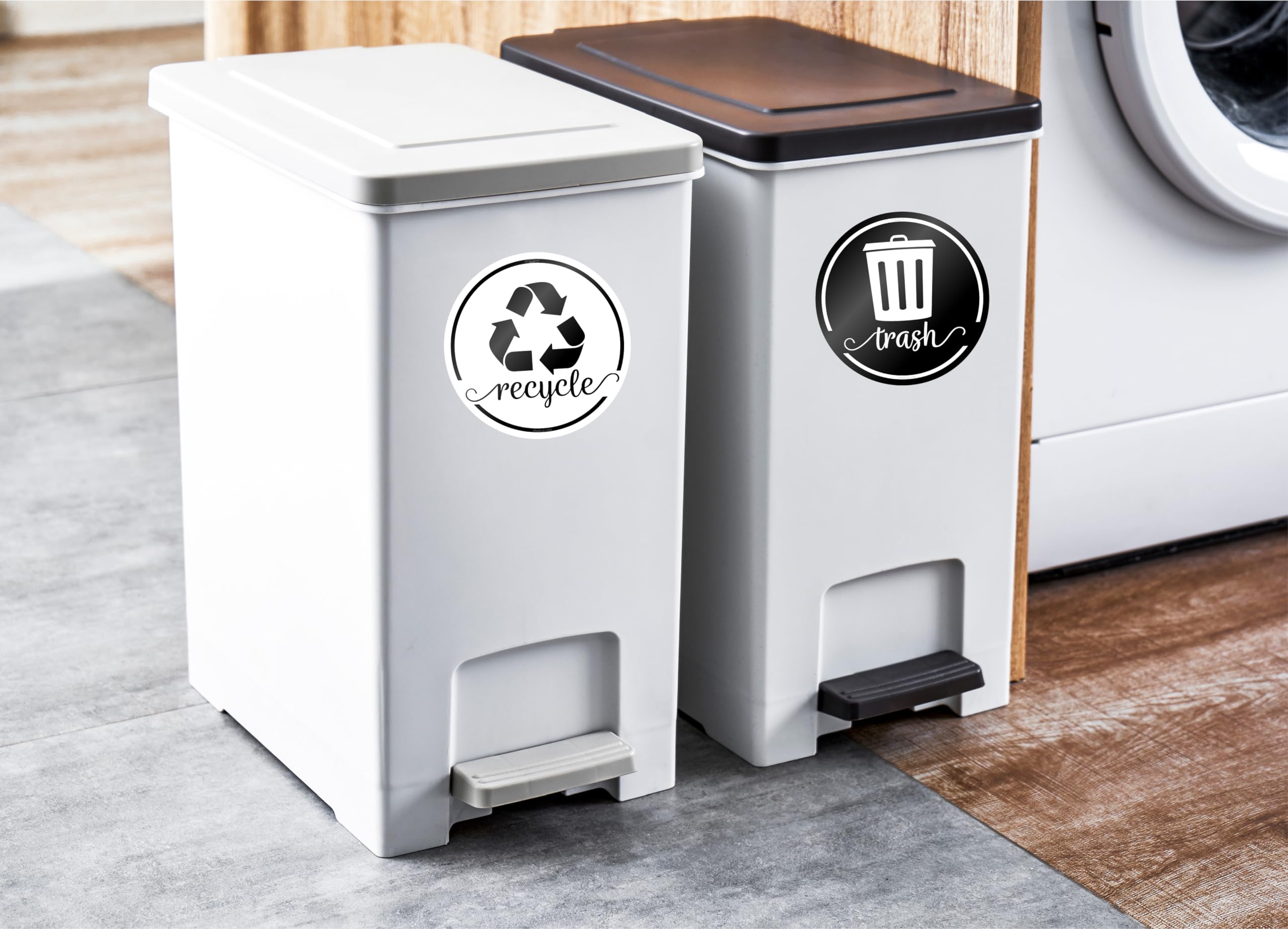 Vibrant Recycling Stickers For Trash Can, 3.5'' Trash And Recycle Stickers, Laminated Recycle Stickers For Trash Bins, Recycle S