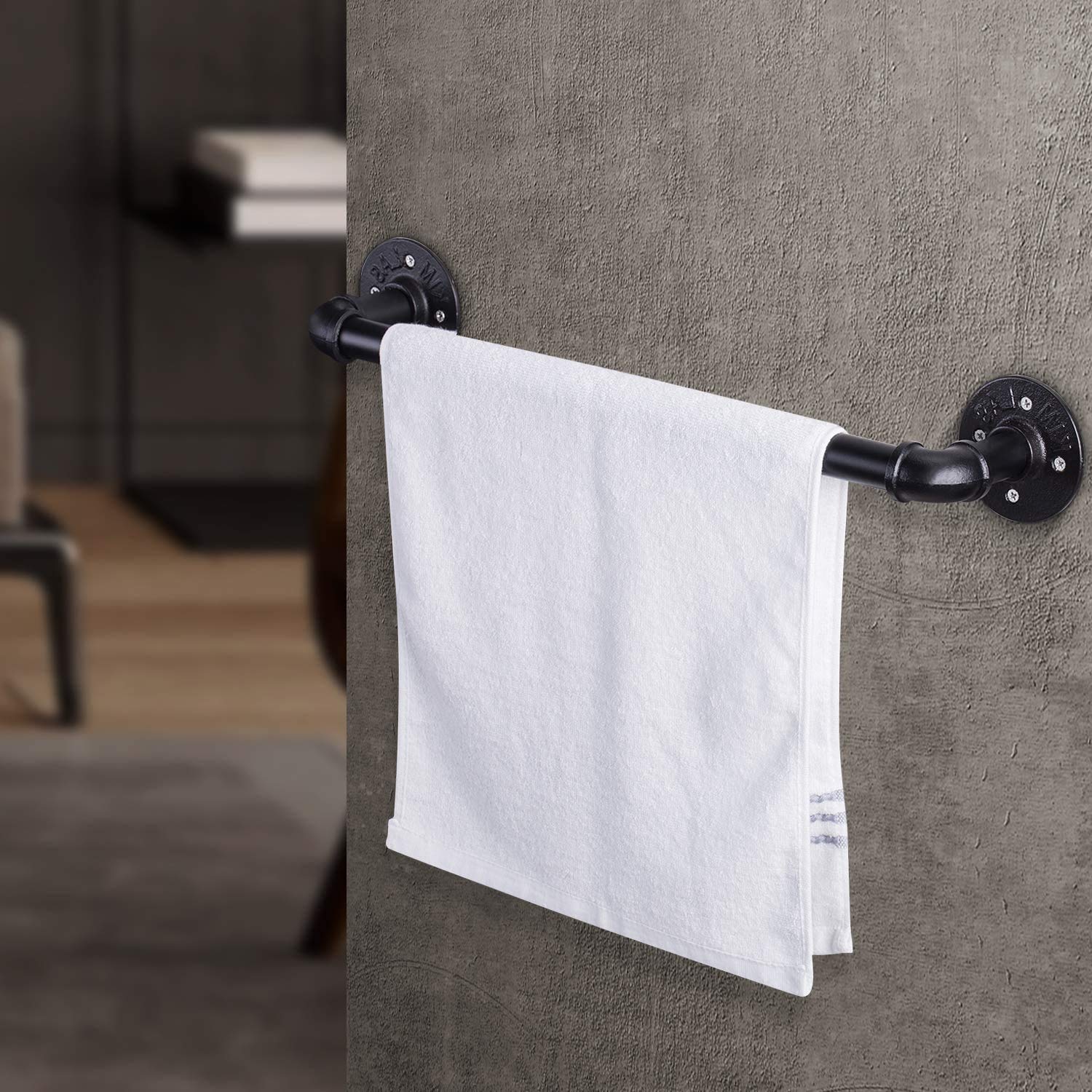 2 Pack 18 Inch Industrial Pipe Towel Bar  Elibbren Bathroom Hardware Towel Bar Accessory  DIY Wall Mount Bath Towel Rack Holder