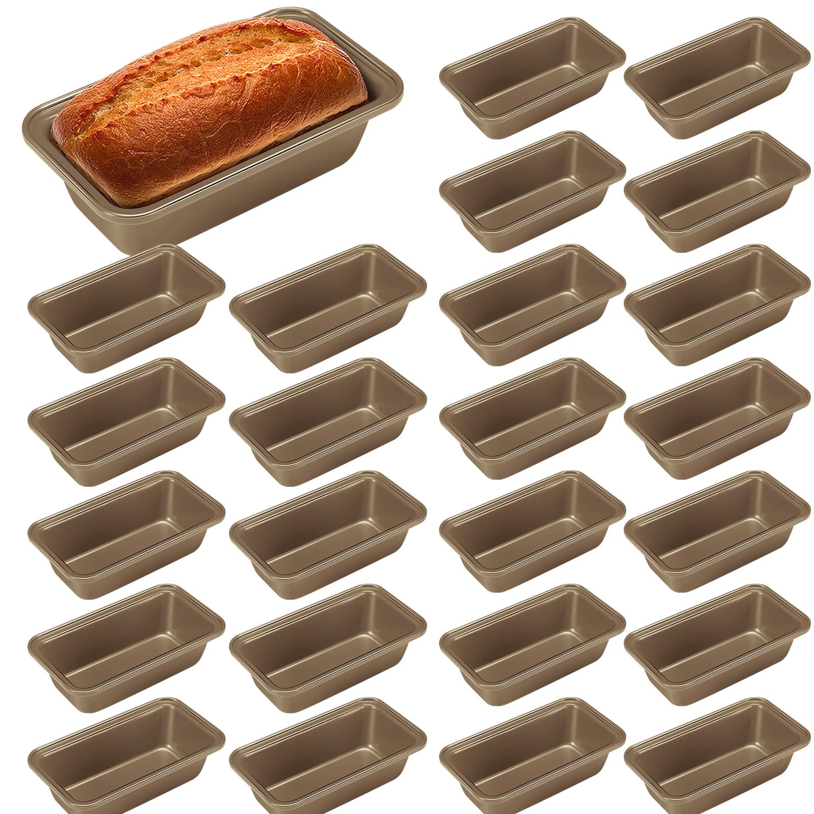 Uiifan 24 Pack Mini Loaf Pans, 6.1 x 3.3 x 2.1 in, Gold