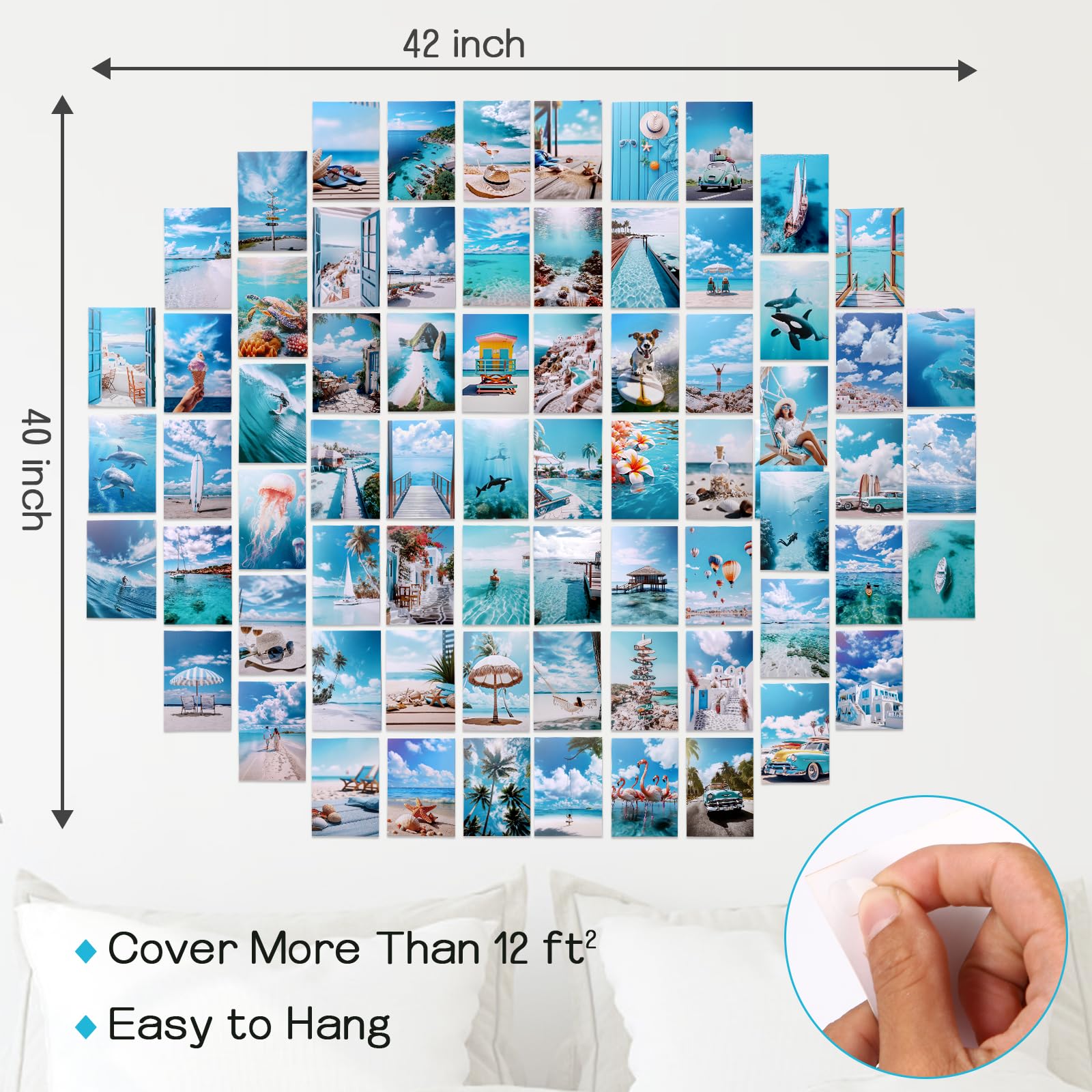 LIIGEMI 70PCS Blue Wall Collage Kit Aesthetic Pictures  Summer Beach Collage Print Kit  Bedroom Decor for Teen Girls  VSCO Girls Bedroom Decor  Aesthetic Posters 70 Set 4x6 Inch (Blue)