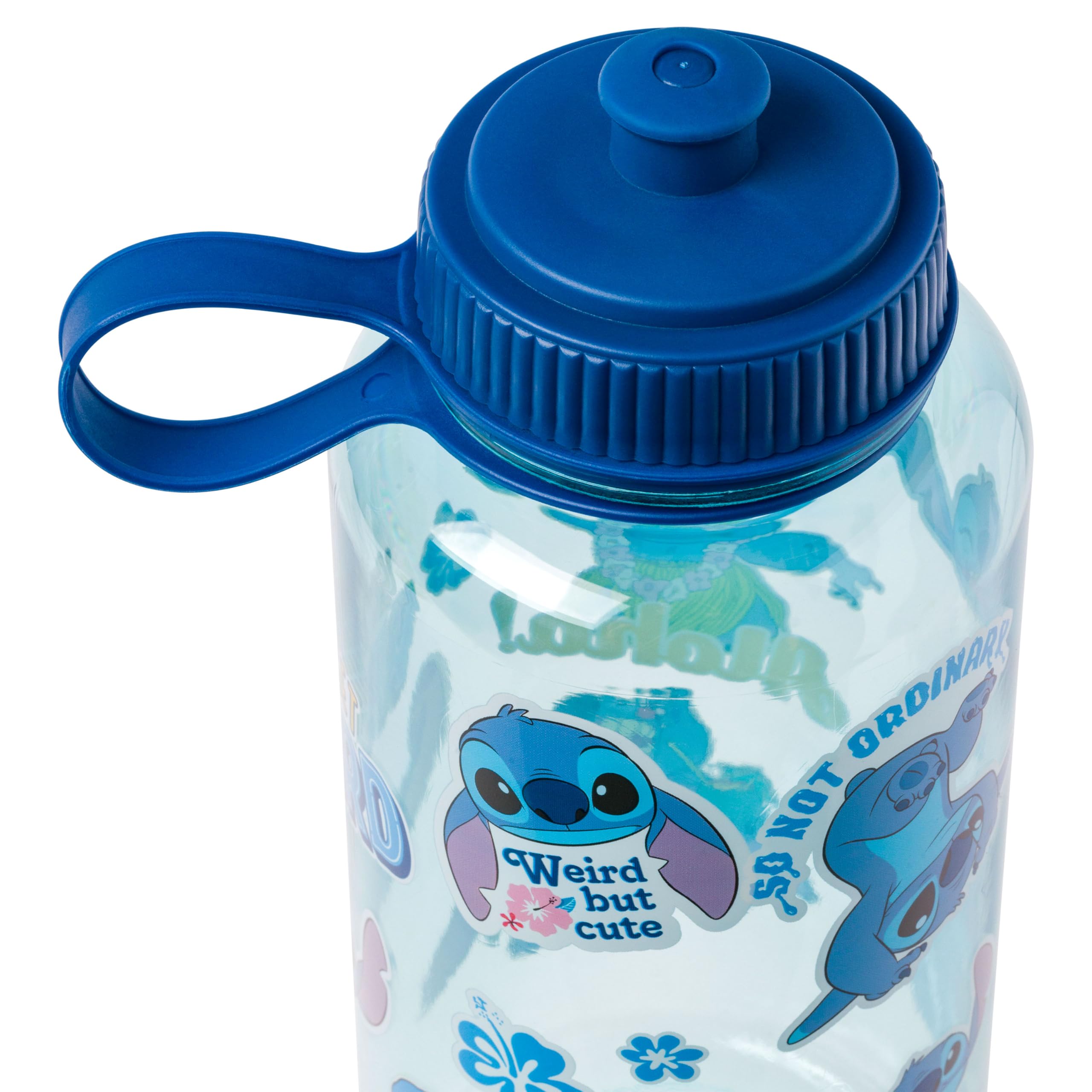 Silver Buffalo Disney Lilo And Stitch Weird Cute Decals Big Sports Water Bottle, 33.8 Ounces